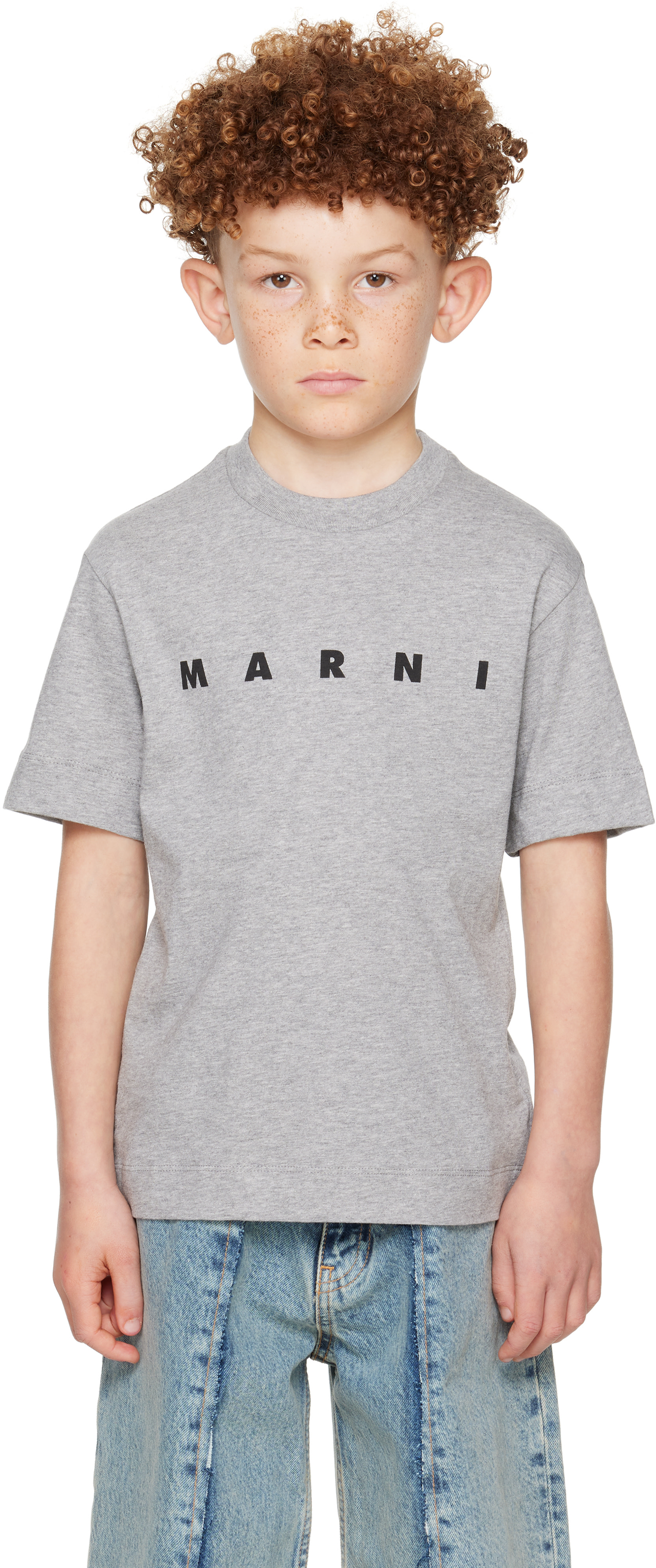 Marni: キッズ｜グレー ロゴプリント Tシャツ | SSENSE 日本