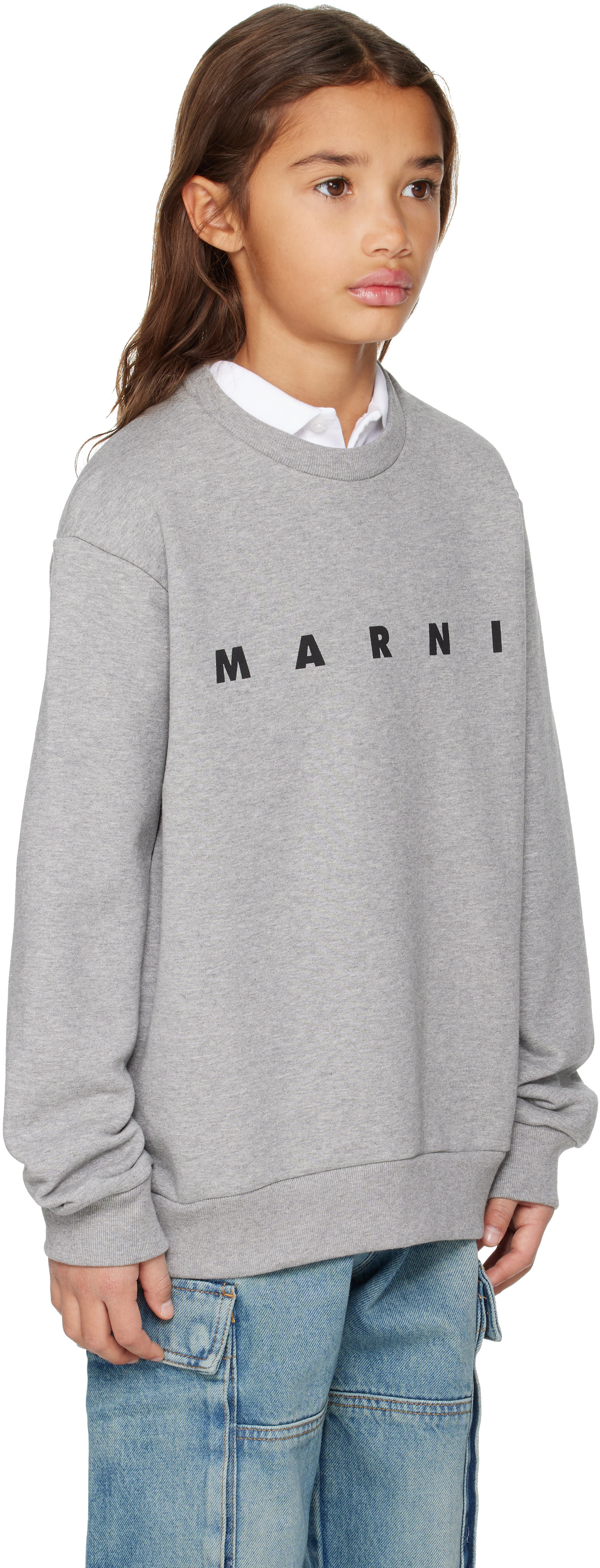 Marni - 키즈 그레이 코튼 스웨트셔츠