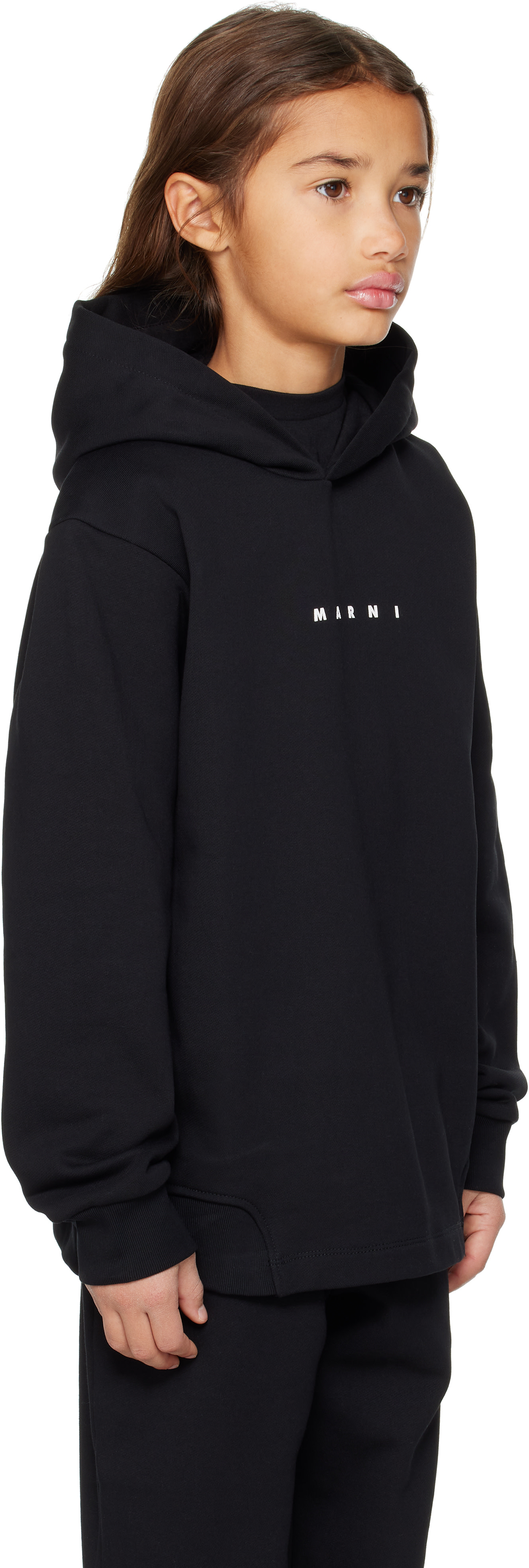 Marni - Enfant | Pull à capuche noir en coton