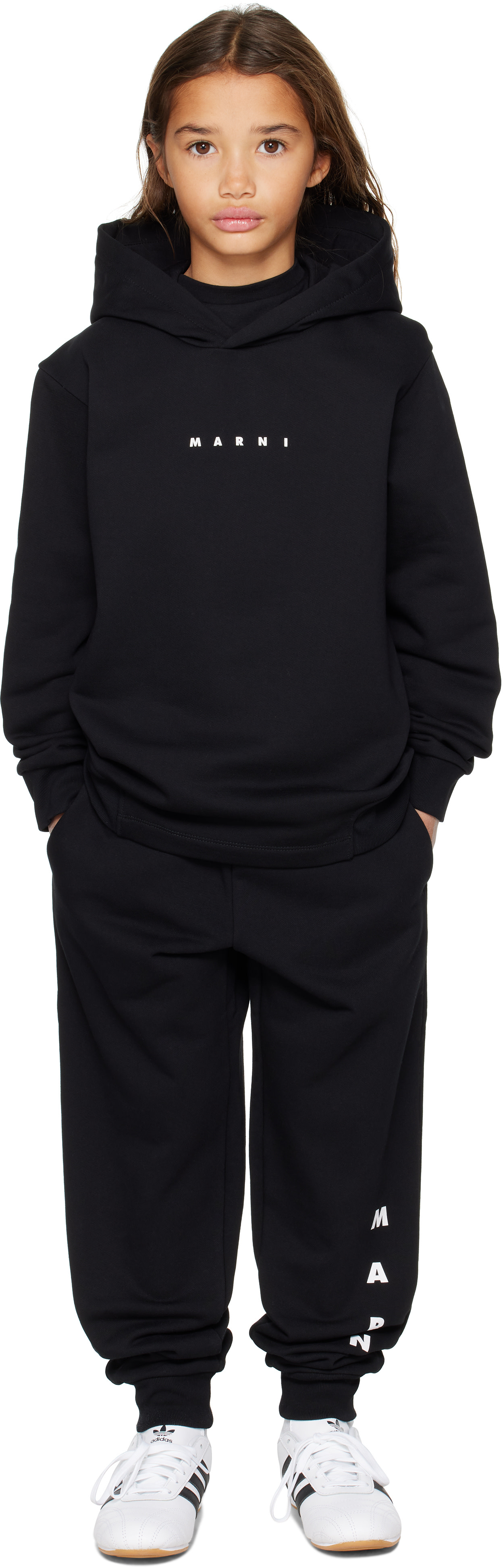 Marni - Enfant | Pull à capuche noir en coton