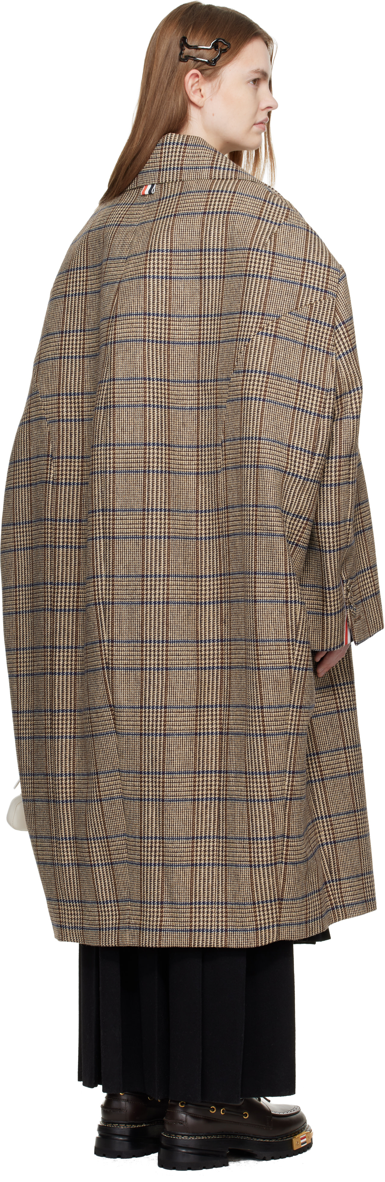 Thom Browne: Brown Hunting Tweed Cocoon Coat | SSENSE