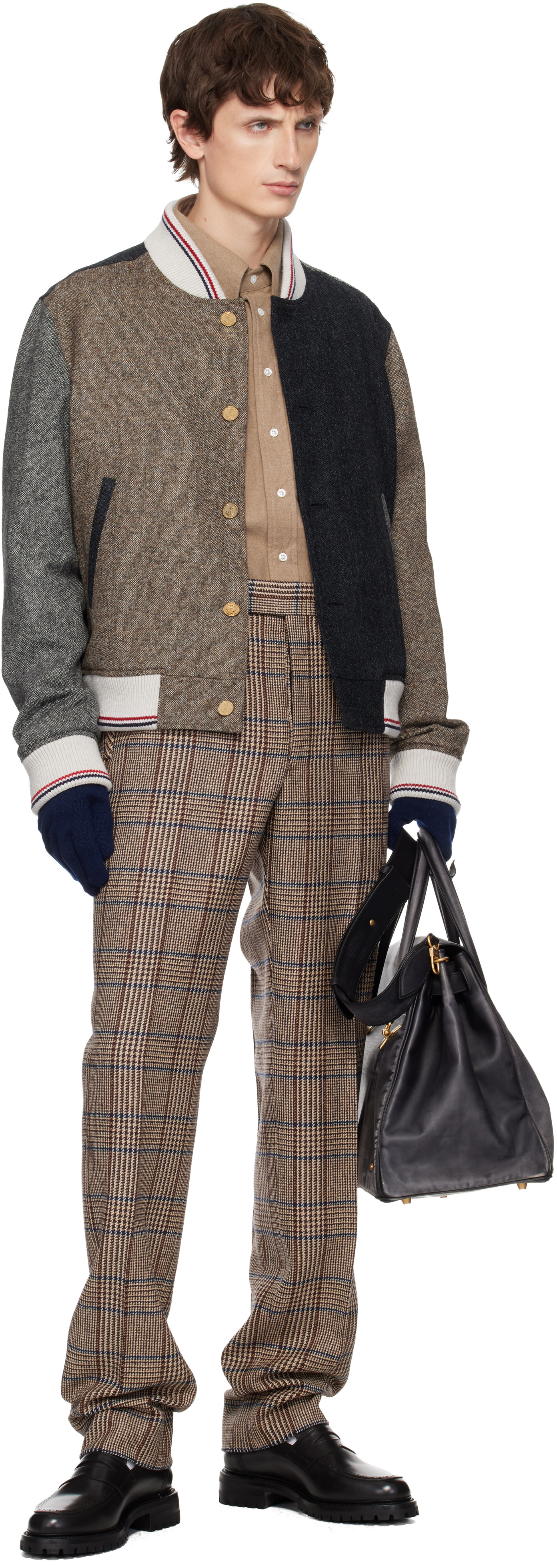 Thom Browne - 네이비 캐시미어 골지 스트라이프 장갑