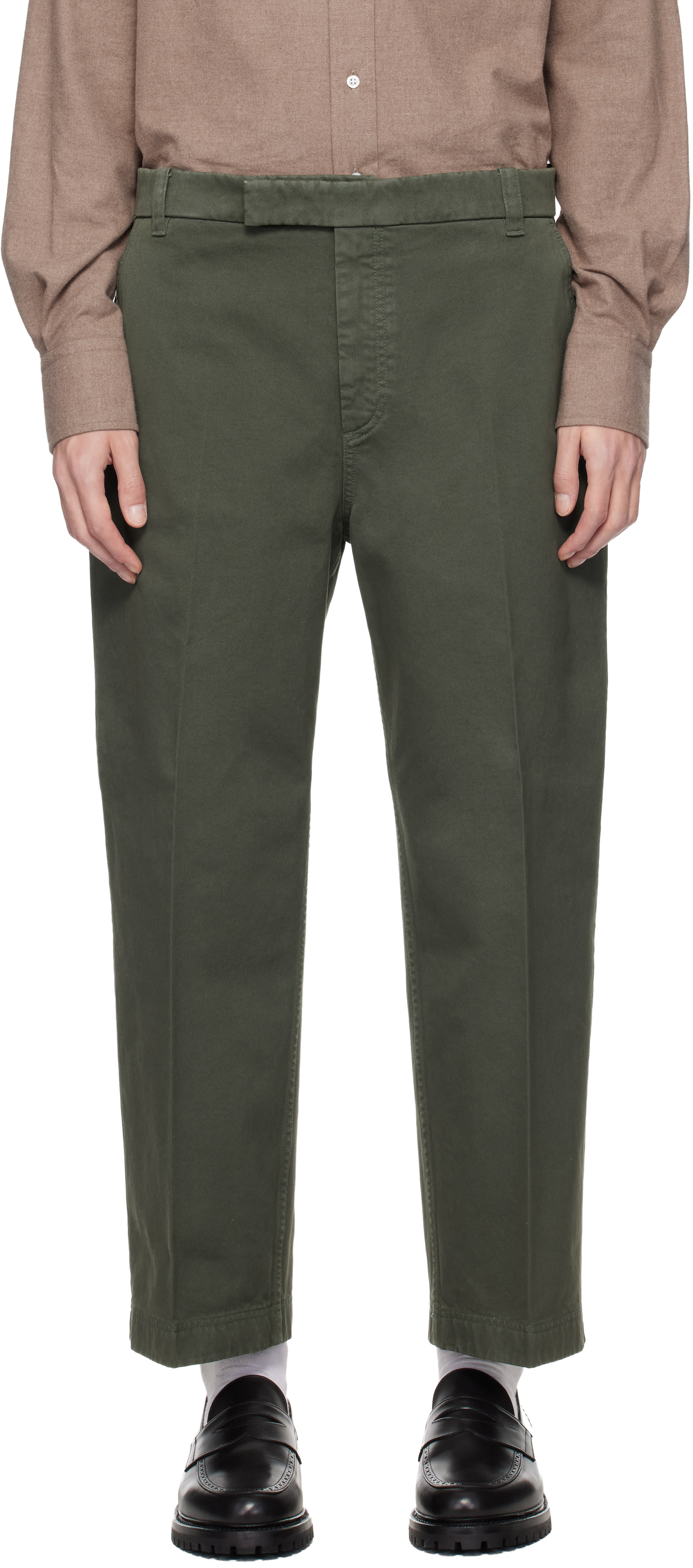 Thom Browne - Pantalon utilitaire vert en sergé de coton