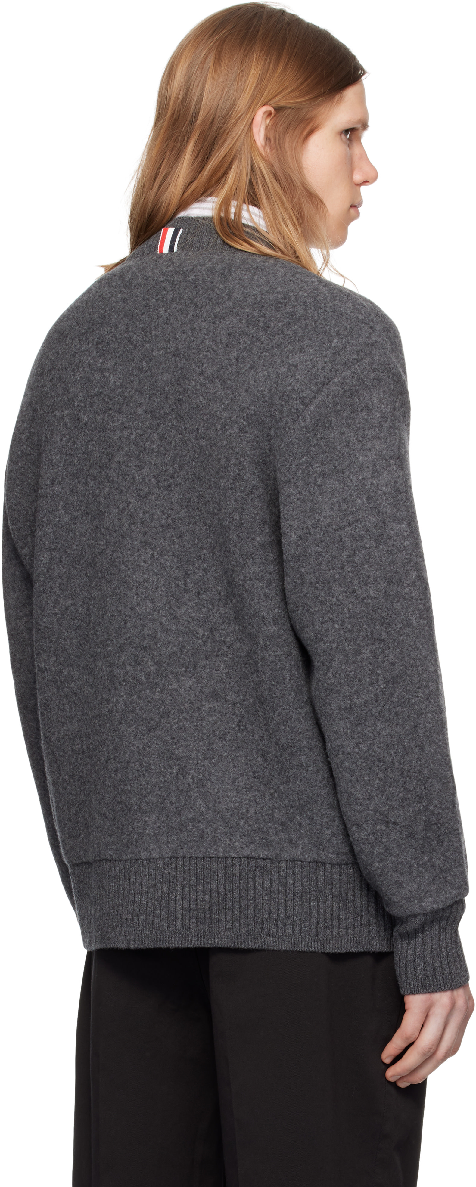 【美品】THOM BROWNE グレー Vネックカーディガン カシミア クラシック カシミヤ 4-BAR Vネック カーディガン | Thom Browne