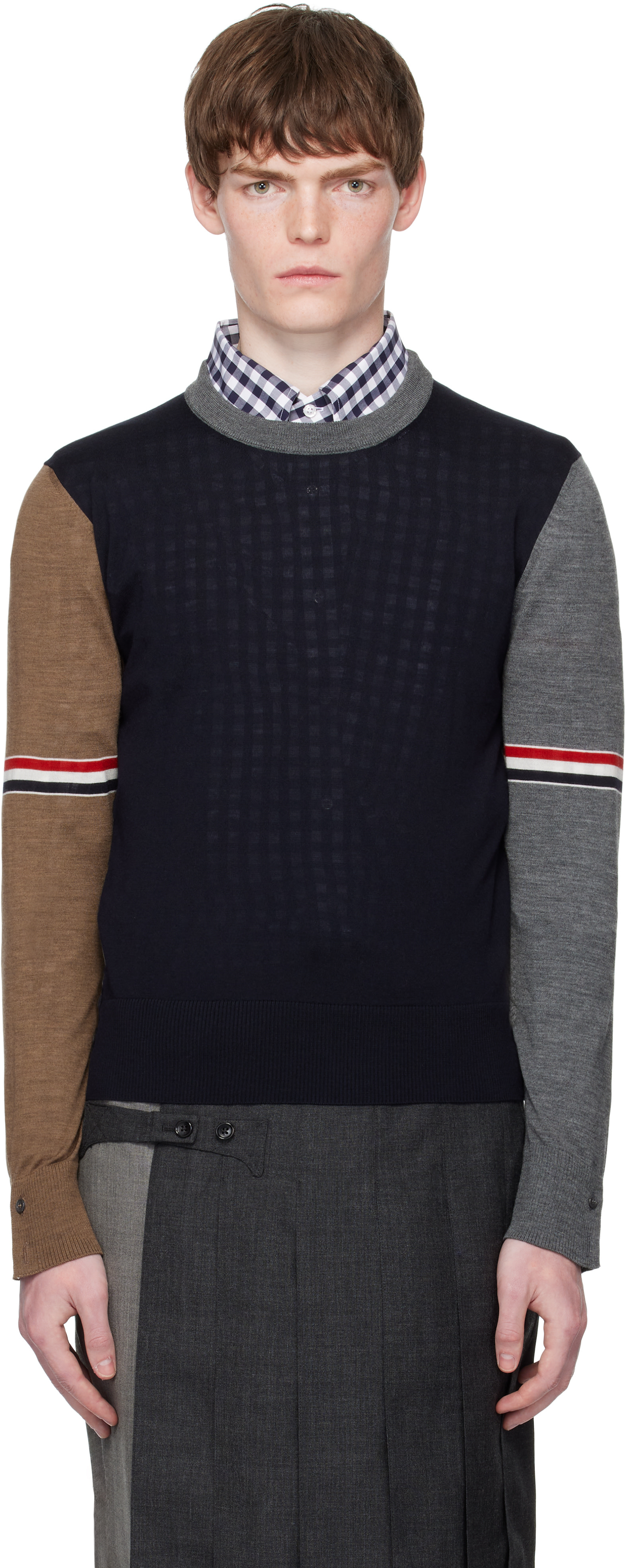 Thom Browne - Pull décontracté multicolore à panneaux