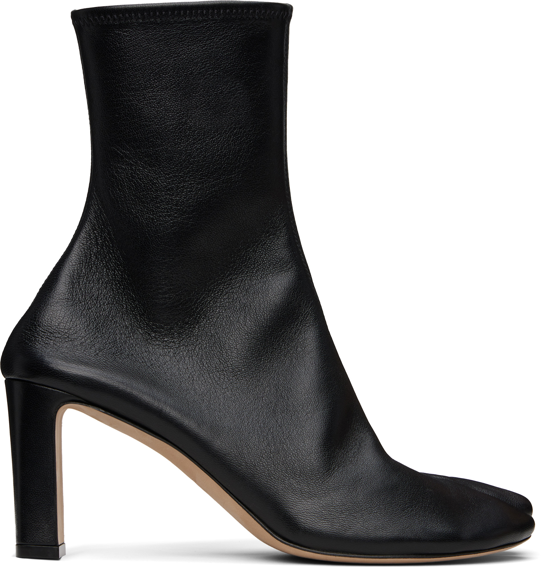 CHRISTEN - Bottes noires en cuir extensible à bout Tabi exclusives à SSENSE