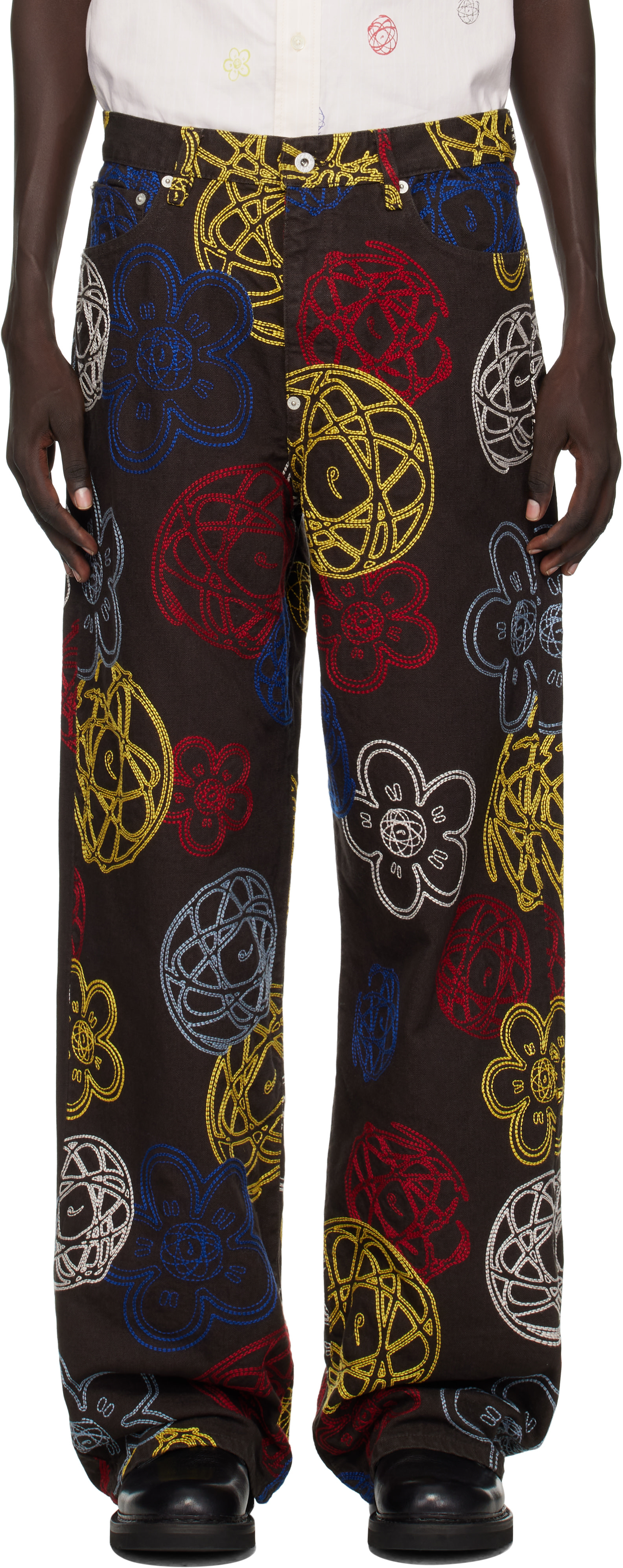 Kenzo: Brown Kenzo Paris Futura 2000 Edition Embroidered Trousers