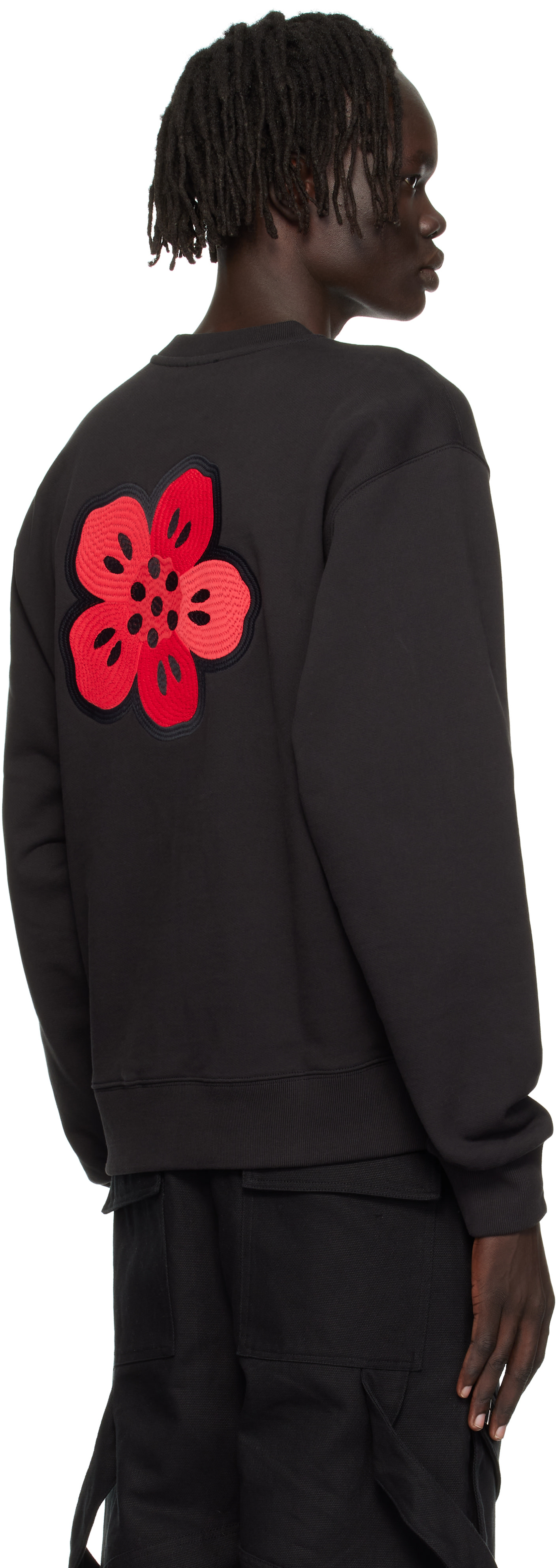 Kenzo: ブラック Kenzo Paris 'Boke Flower' Embroidered スウェット Kenzo: ブラック Kenzo Paris 'Boke Flower' Embroidered スウェット