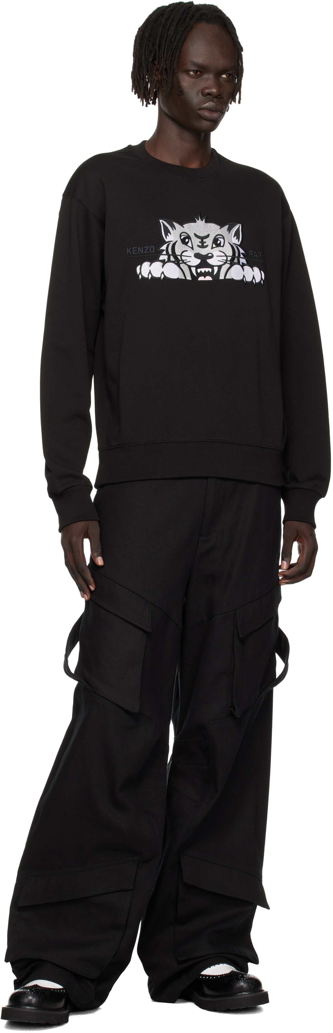 Kenzo: Black Kenzo Paris 'KENZO Happy Tiger' Embroidered