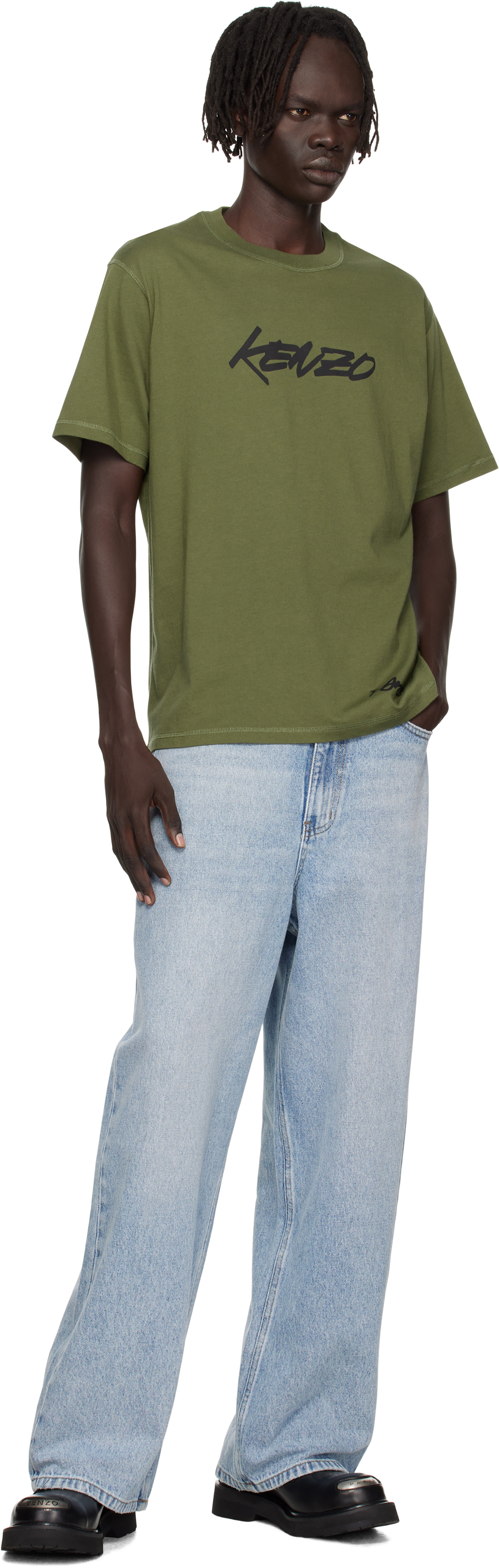 kenzou！ Kenzo: Khaki Kenzo Paris Futura 2000 Edition Cotton T-shirt | SSENSE