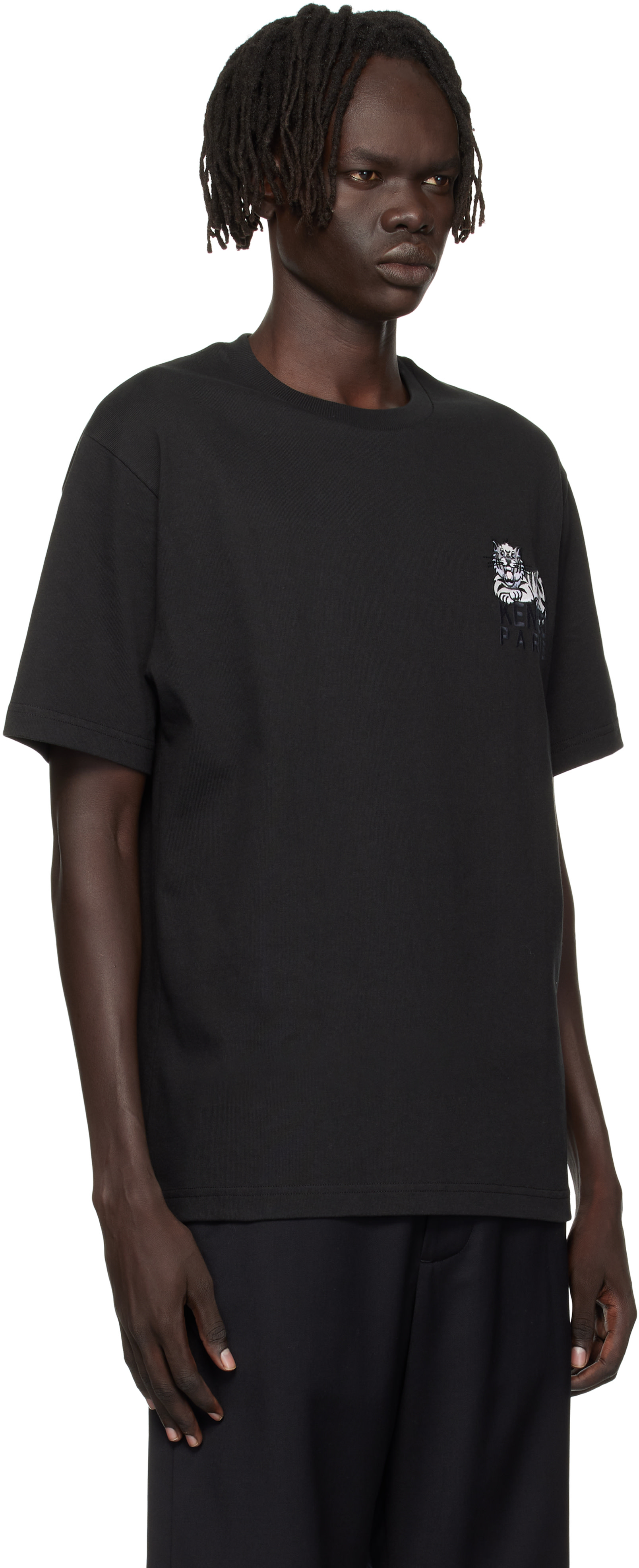 Kenzo: ブラック Kenzo Paris 'KENZO Happy Tiger' Embroidered T
