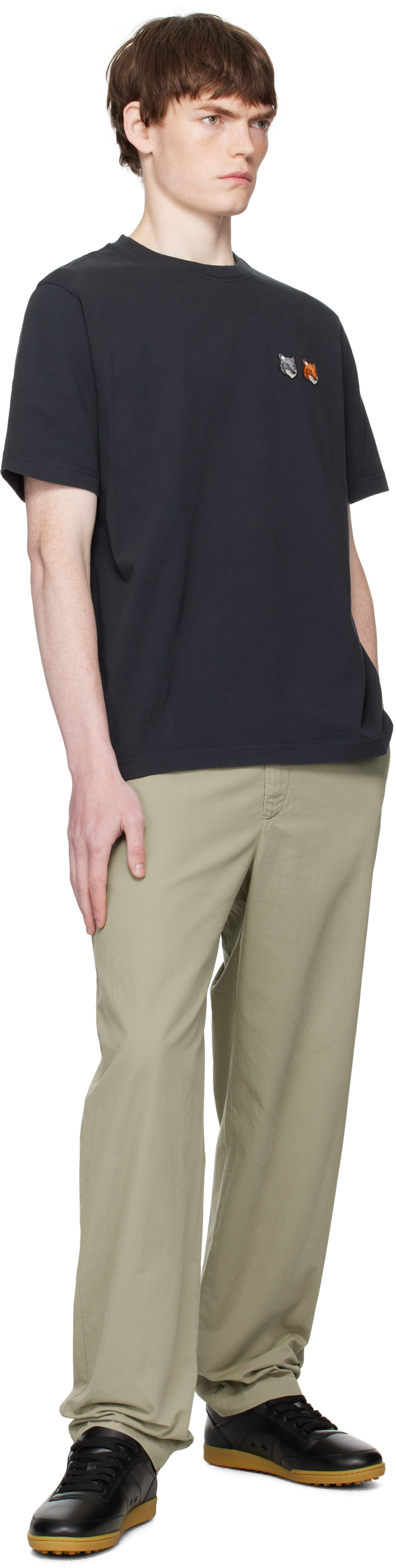 Maison Kitsuné: Black Double Bold Fox Head Comfort T-shirt | SSENSE