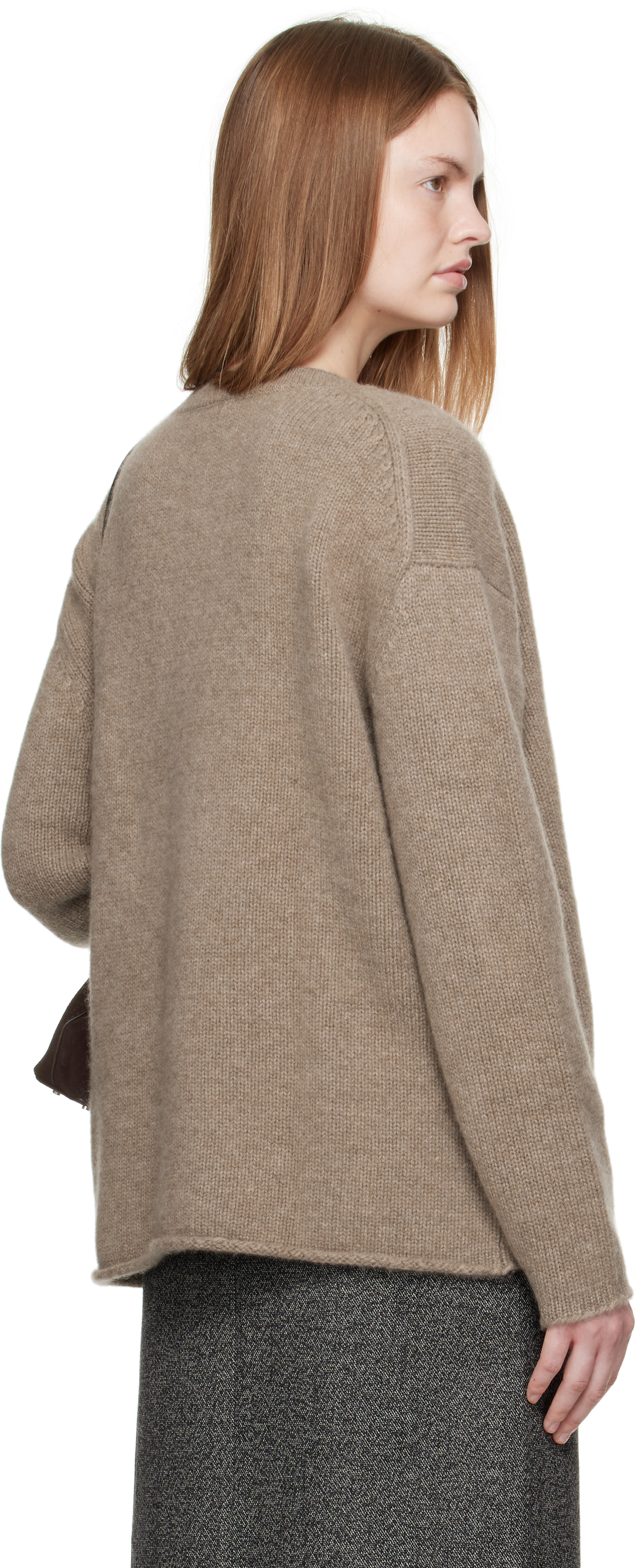 R2W - Pull décontracté Cecily brun en cachemire à col en V