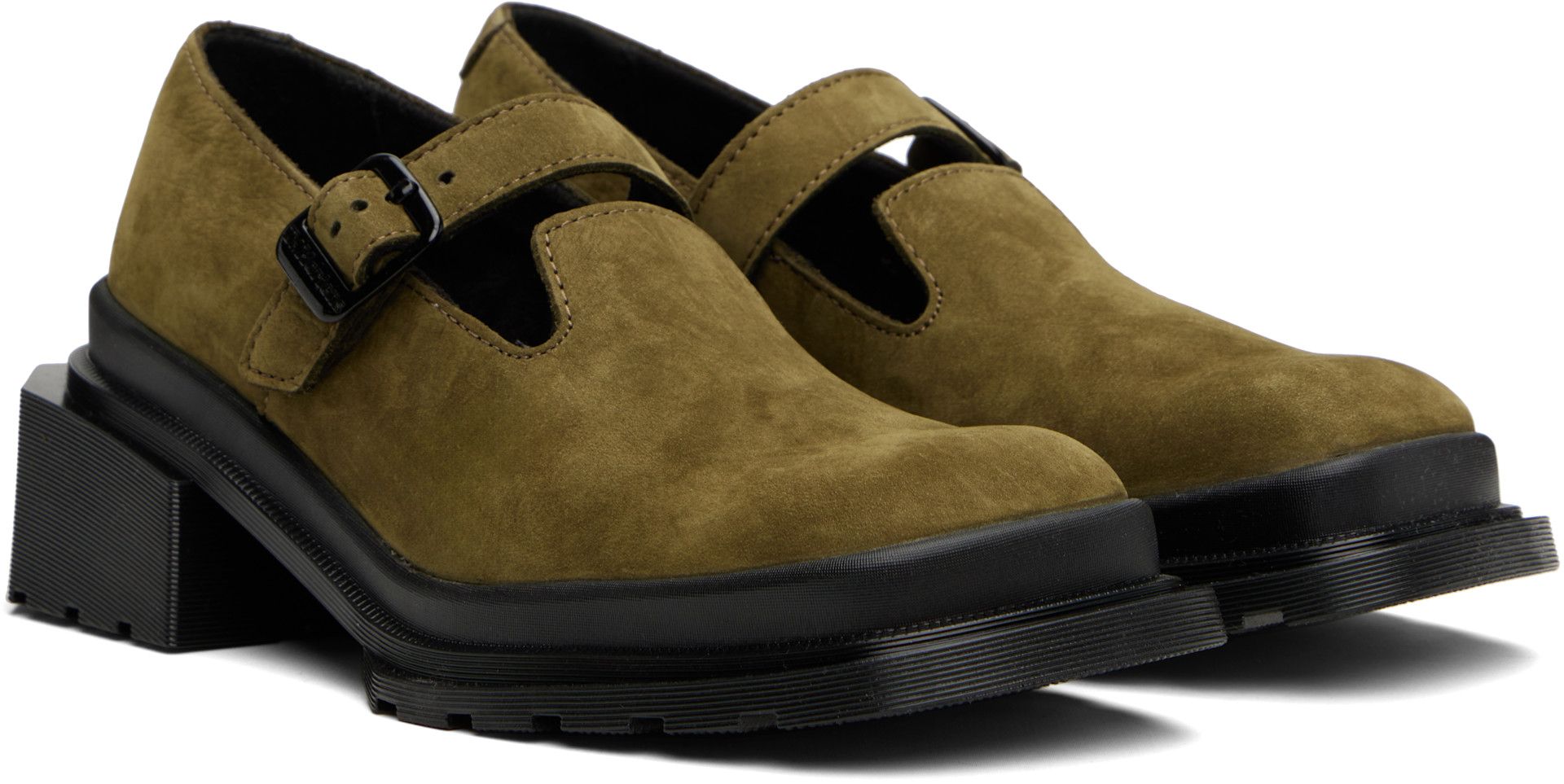 Dr. Martens: Khaki Maybole Mary Jane Loafers | SSENSE Canada