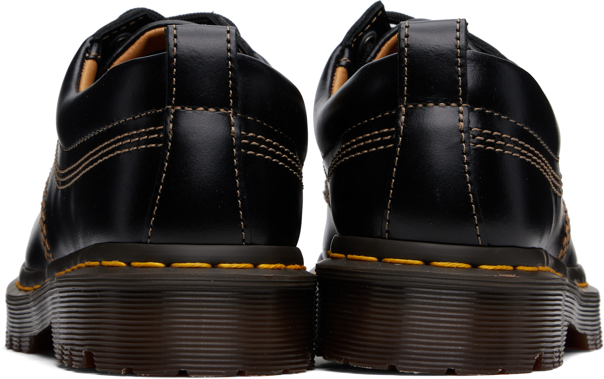 Dr. Martens: Black Lowell Leather Moc Toe Derbys | SSENSE Canada