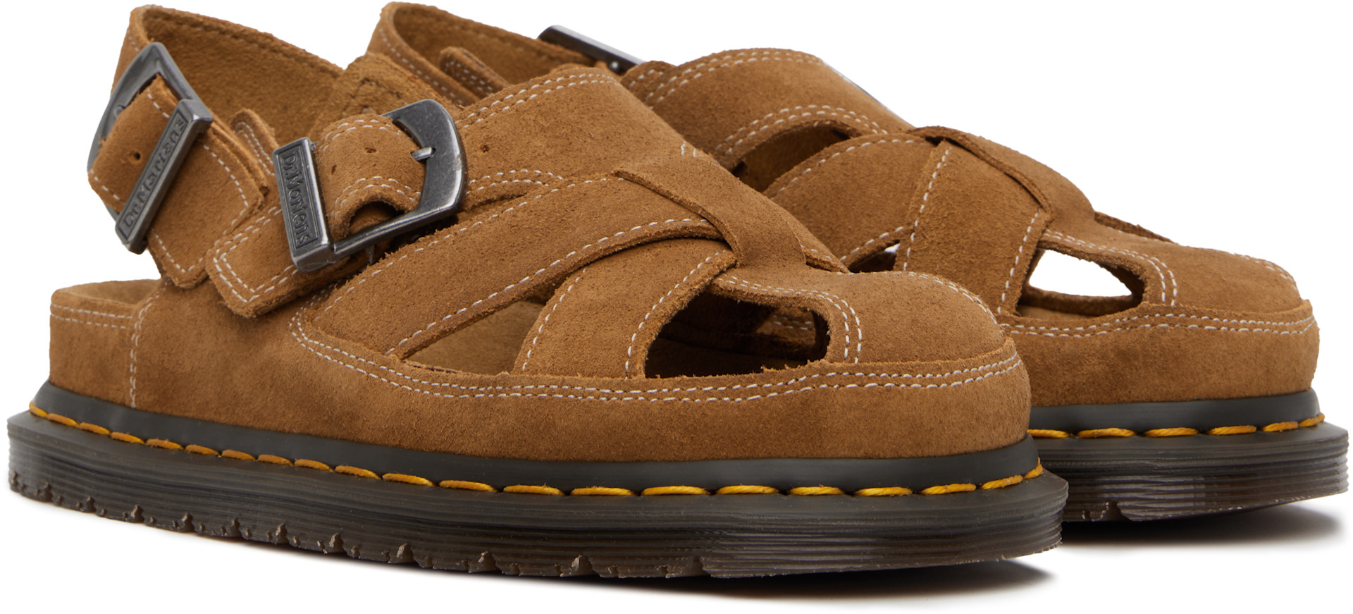 Dr. Martens: Tan Archive Fisherman Suede Sandals | SSENSE