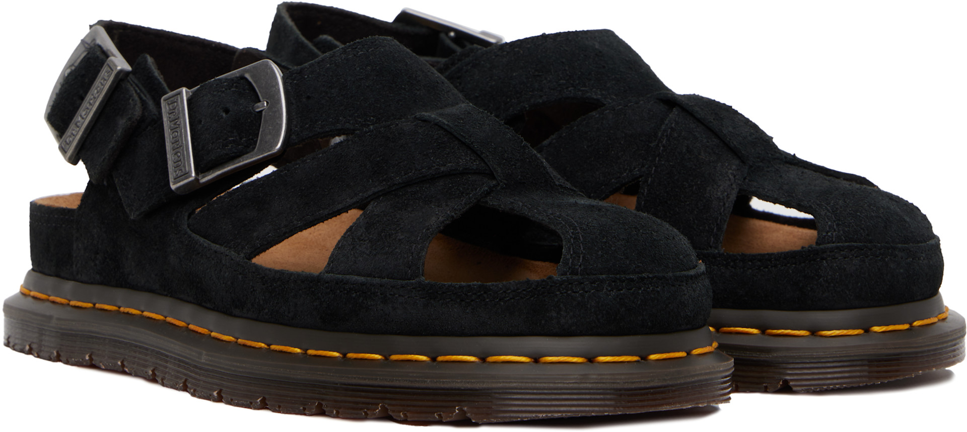 Dr. Martens: ブラック Archive スエード フィッシャーマン サンダル