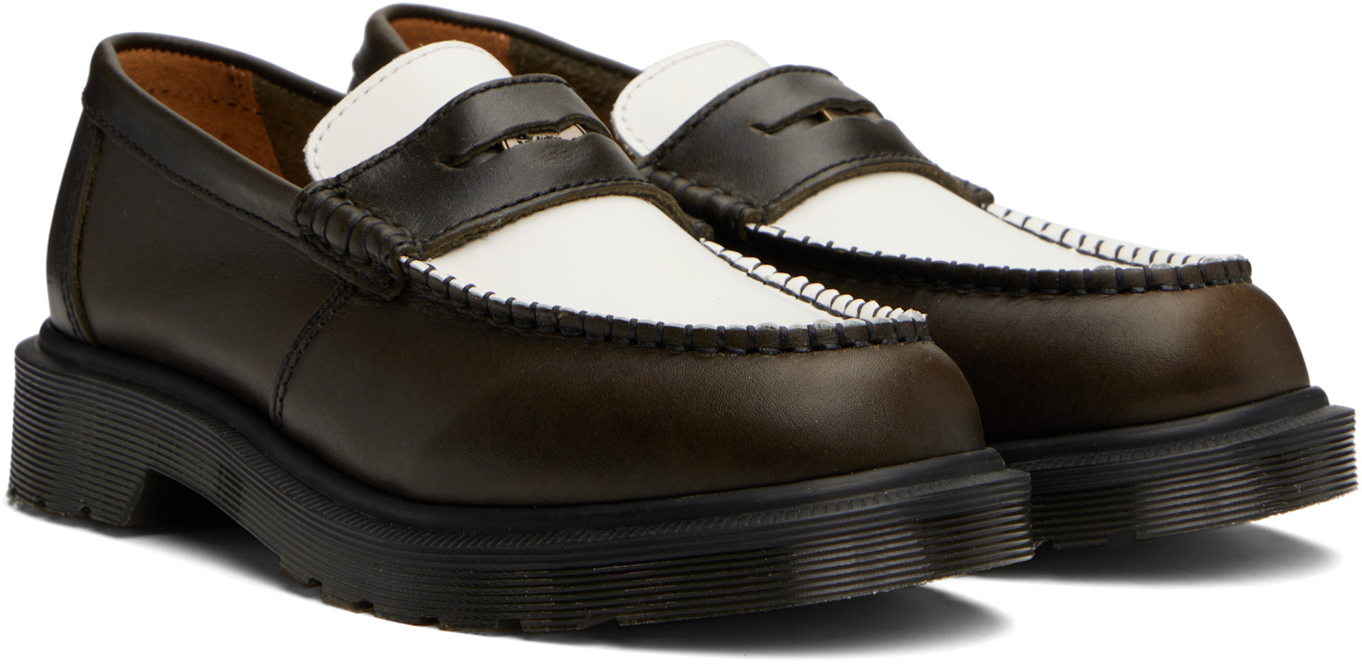 Dr. Martens: ブラウン＆ホワイト Penton ツートーン レザー