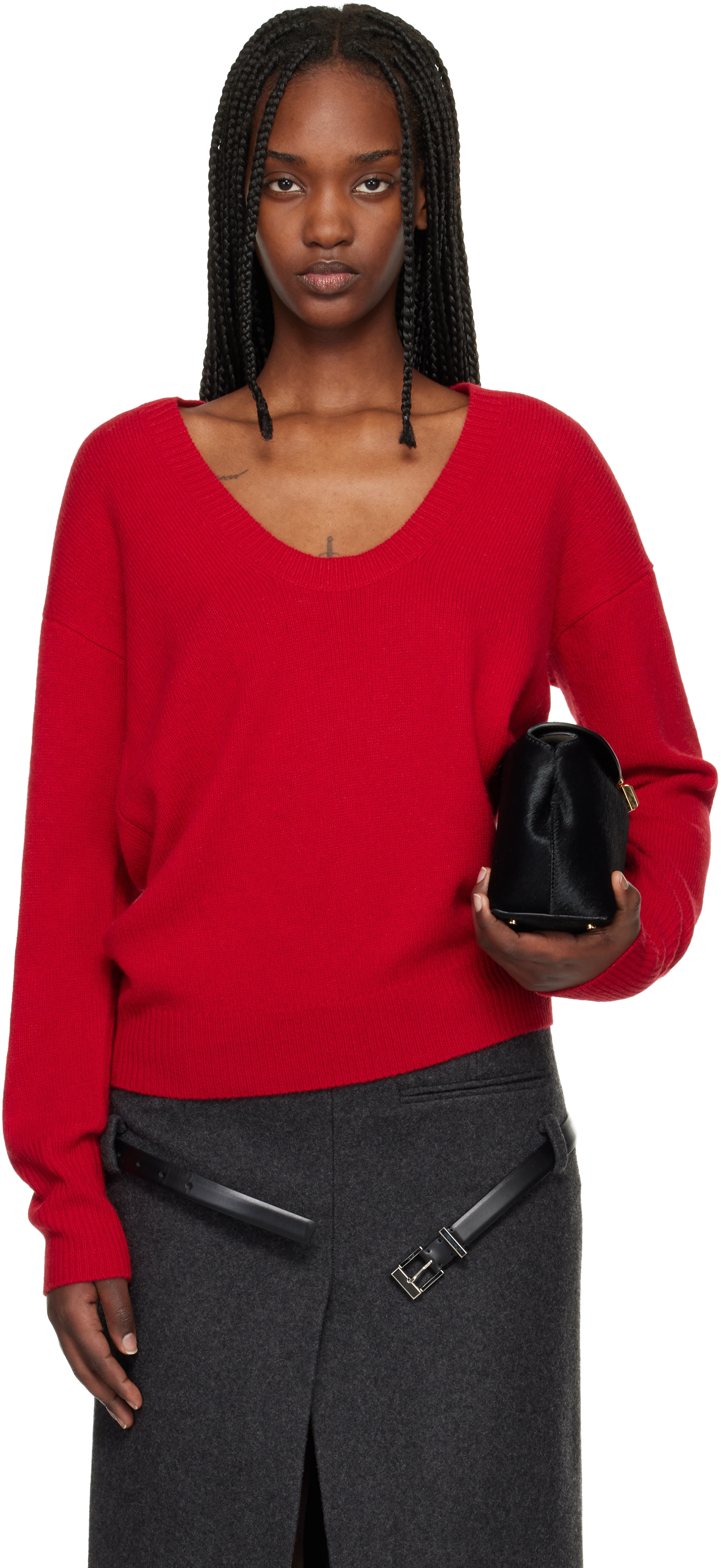 Commission - Pull rouge à encolure arrondie