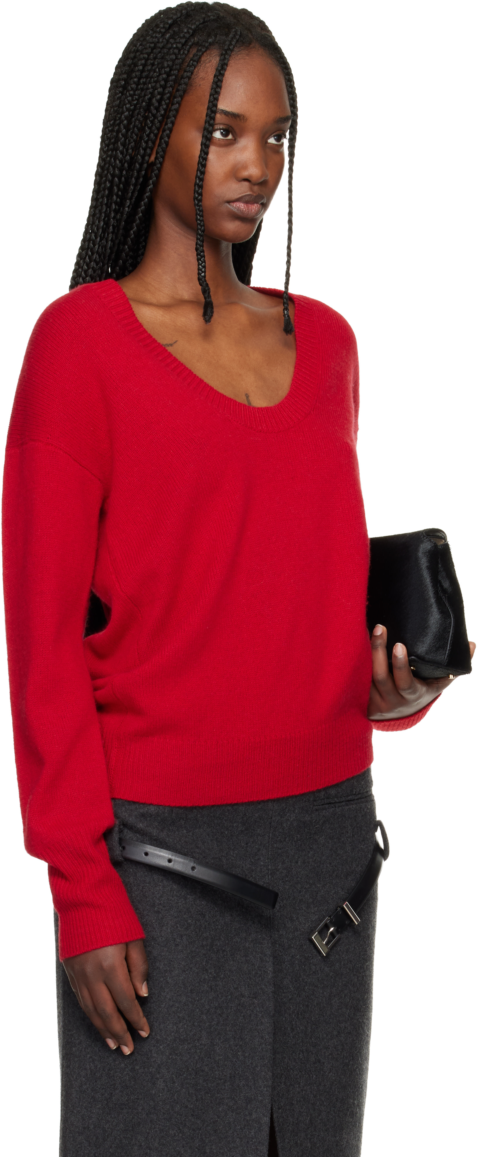 Commission - Pull rouge à encolure arrondie
