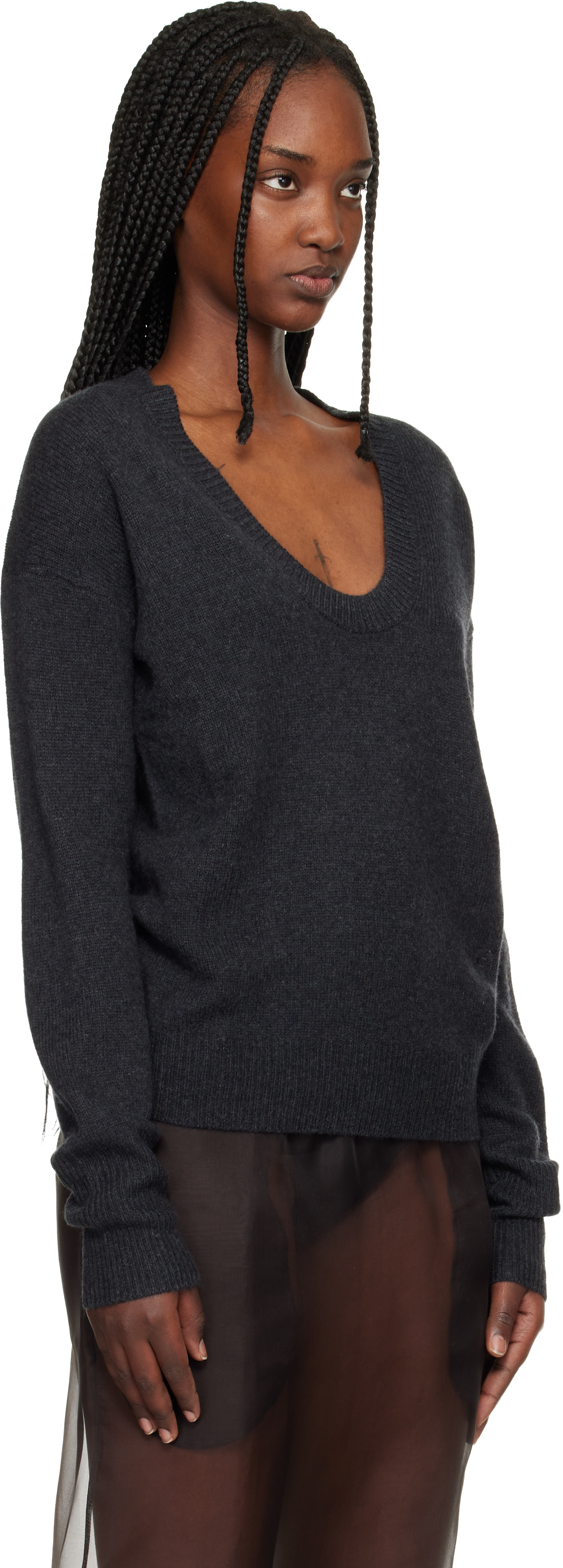 Commission - Pull bleu marine à encolure arrondie