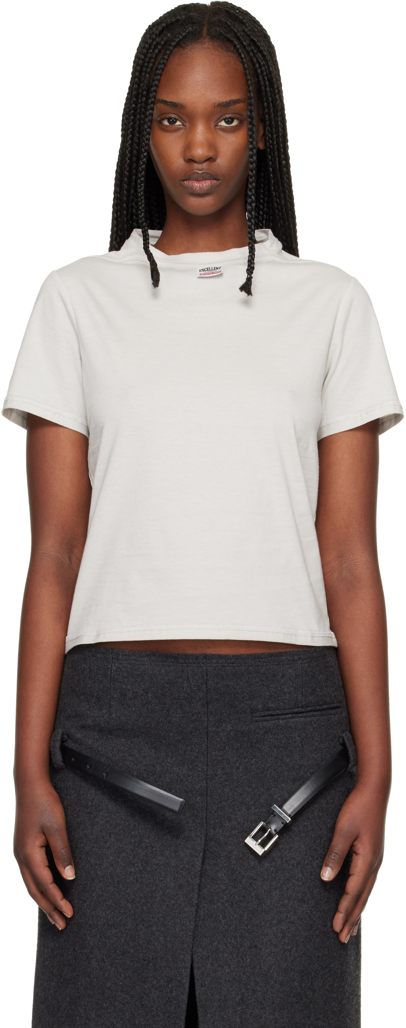 Commission - Micro t-shirt blanc cassé à assemblage inversé