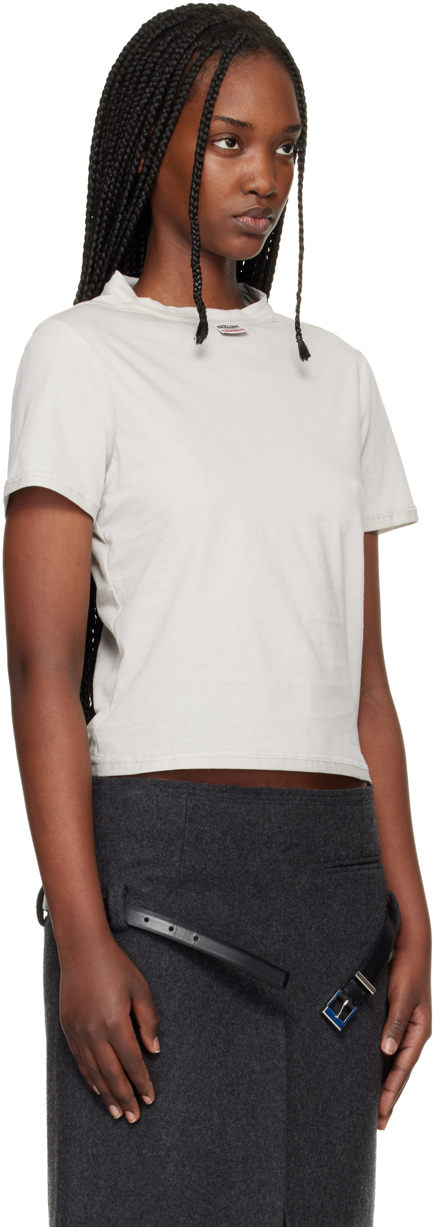 Commission - Micro t-shirt blanc cassé à assemblage inversé