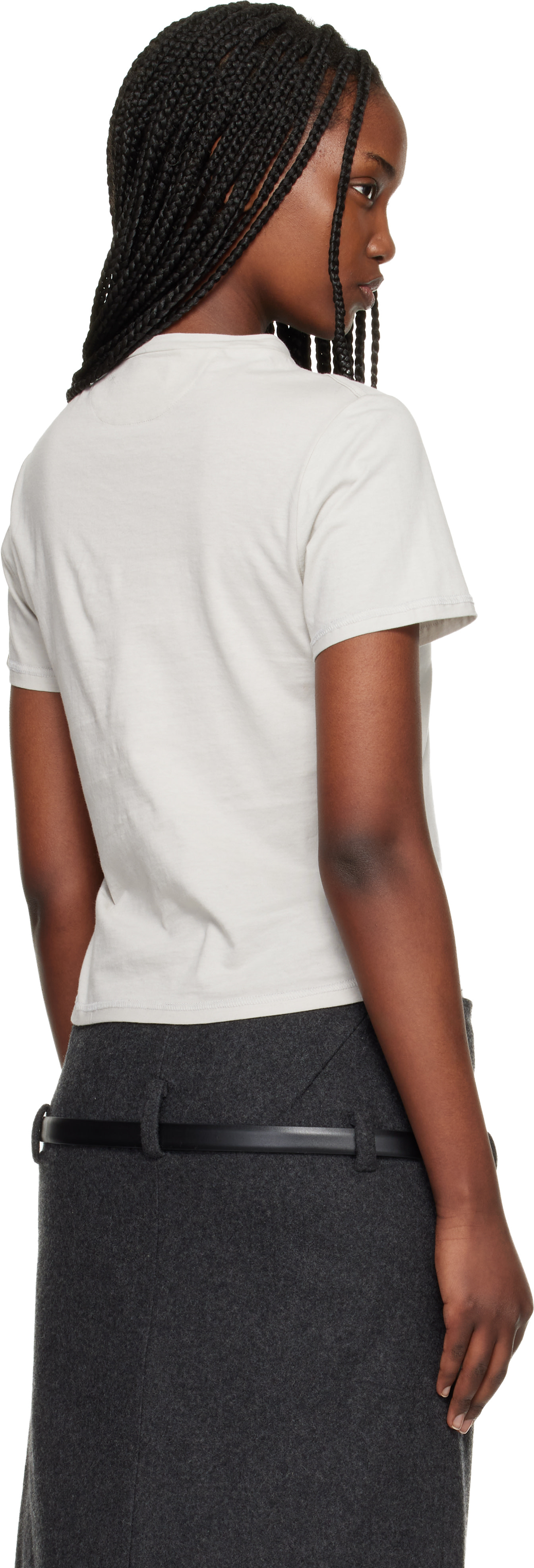 Commission - Micro t-shirt blanc cassé à assemblage inversé