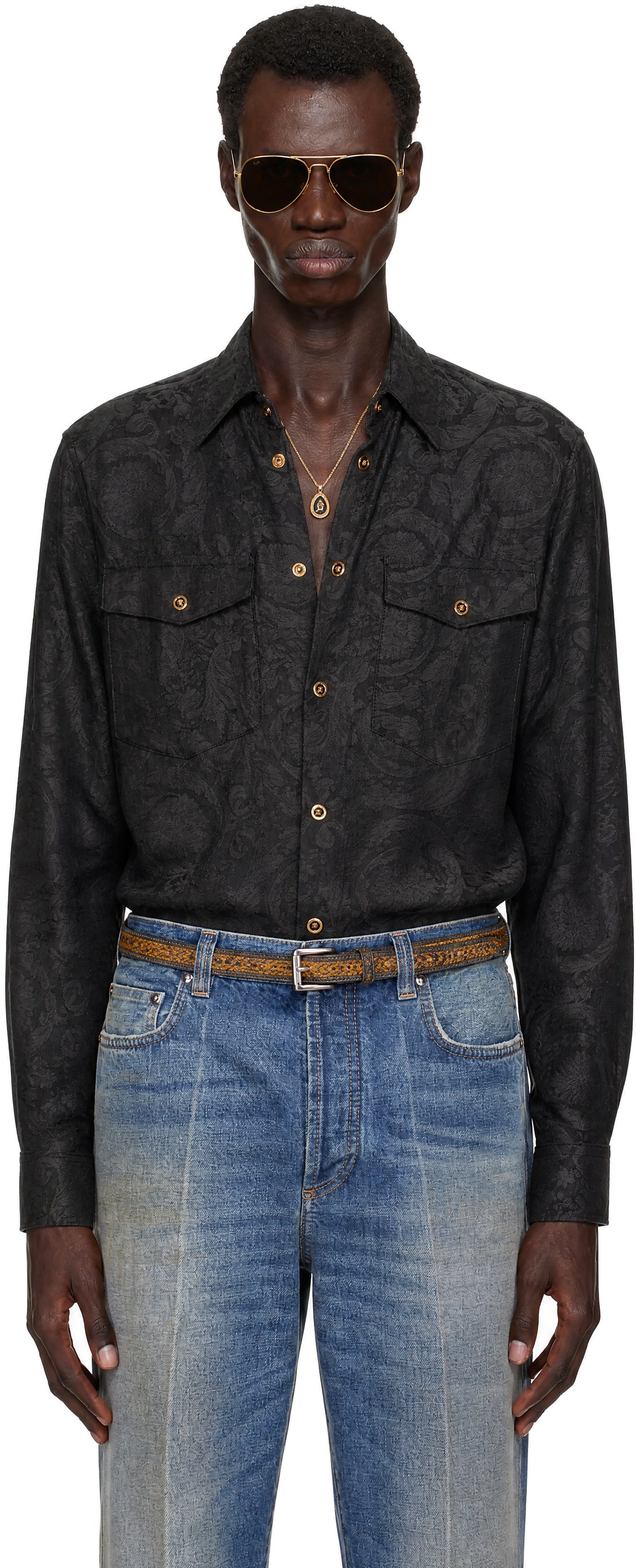 Versace - Black Barocco Jacquard Shirt