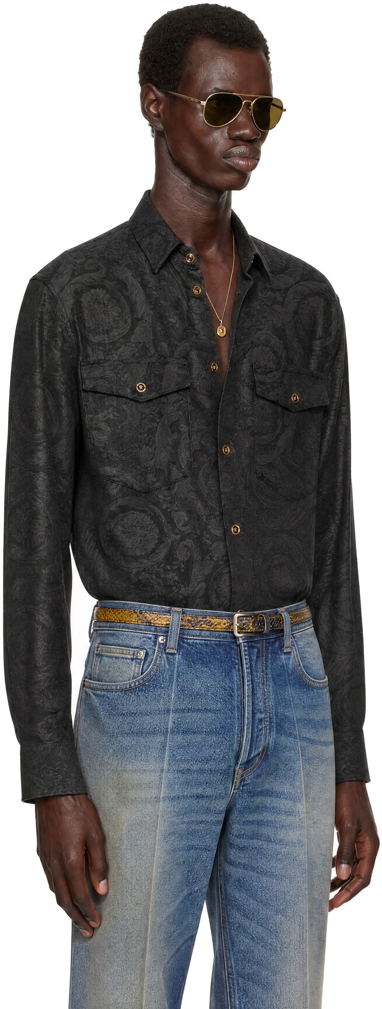 Versace - Black Barocco Jacquard Shirt
