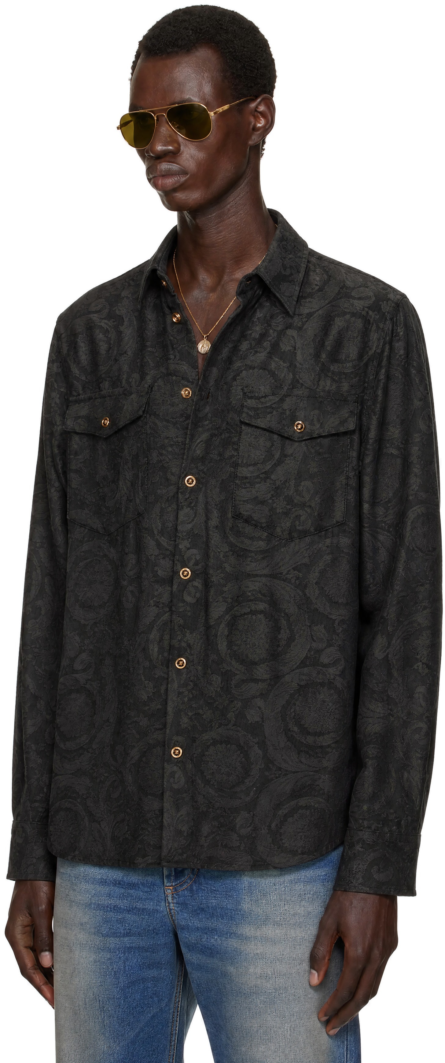 Versace - Black Barocco Jacquard Shirt