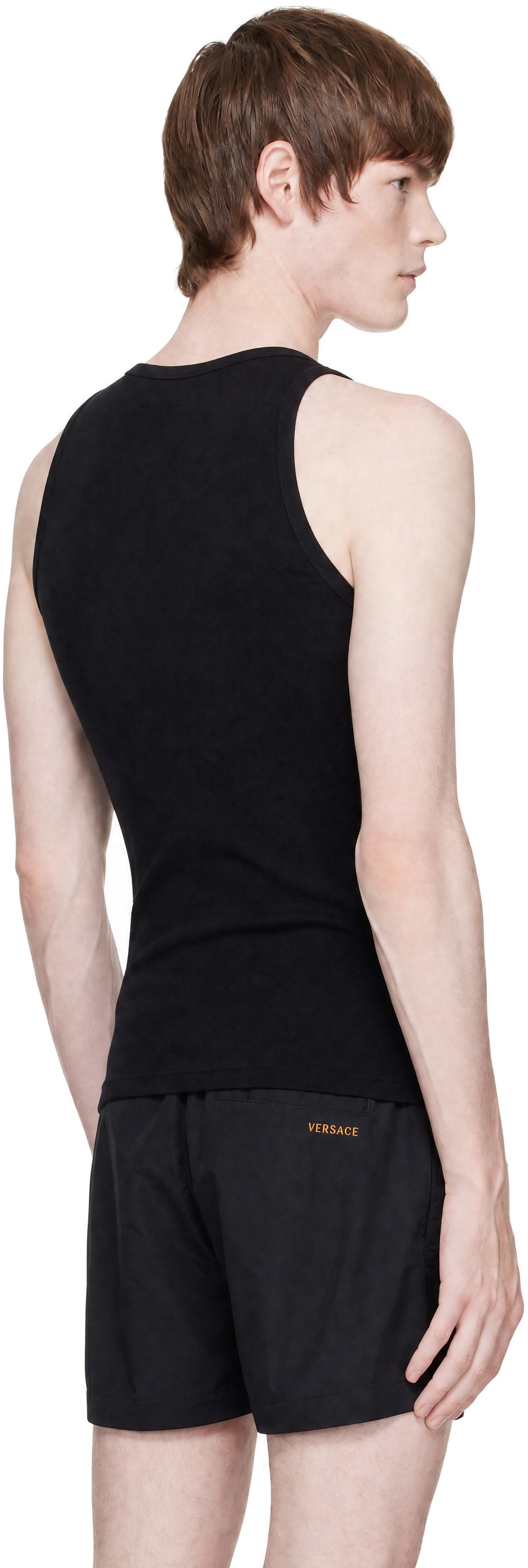 Versace - Black Cotton Ribbed Tank Top