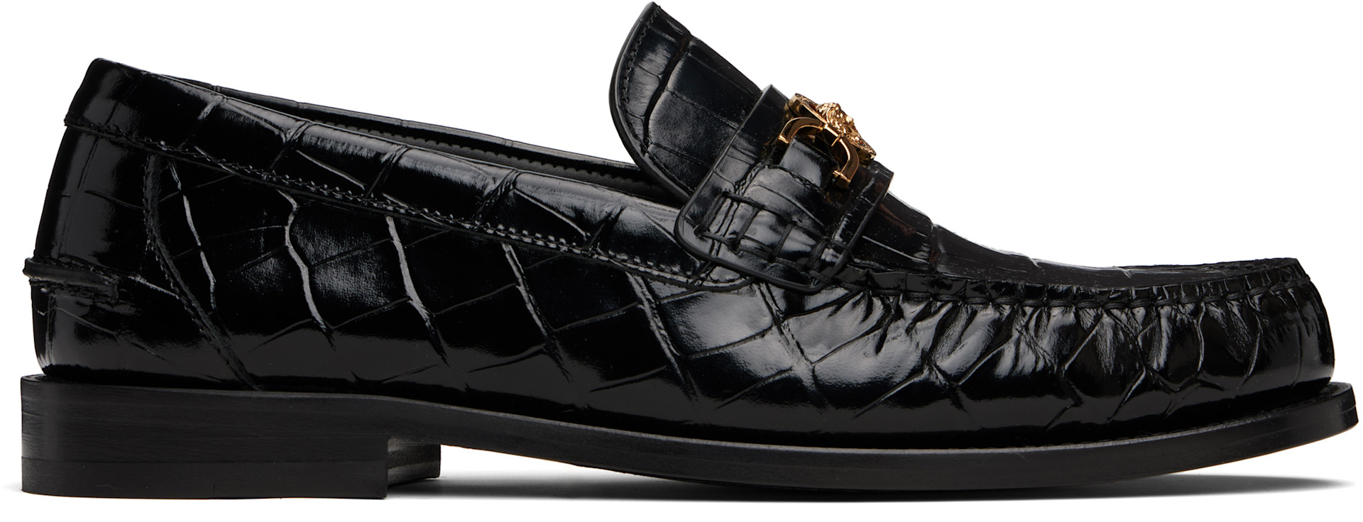 Versace - Black Croc-Effect Medusa '95 Loafers