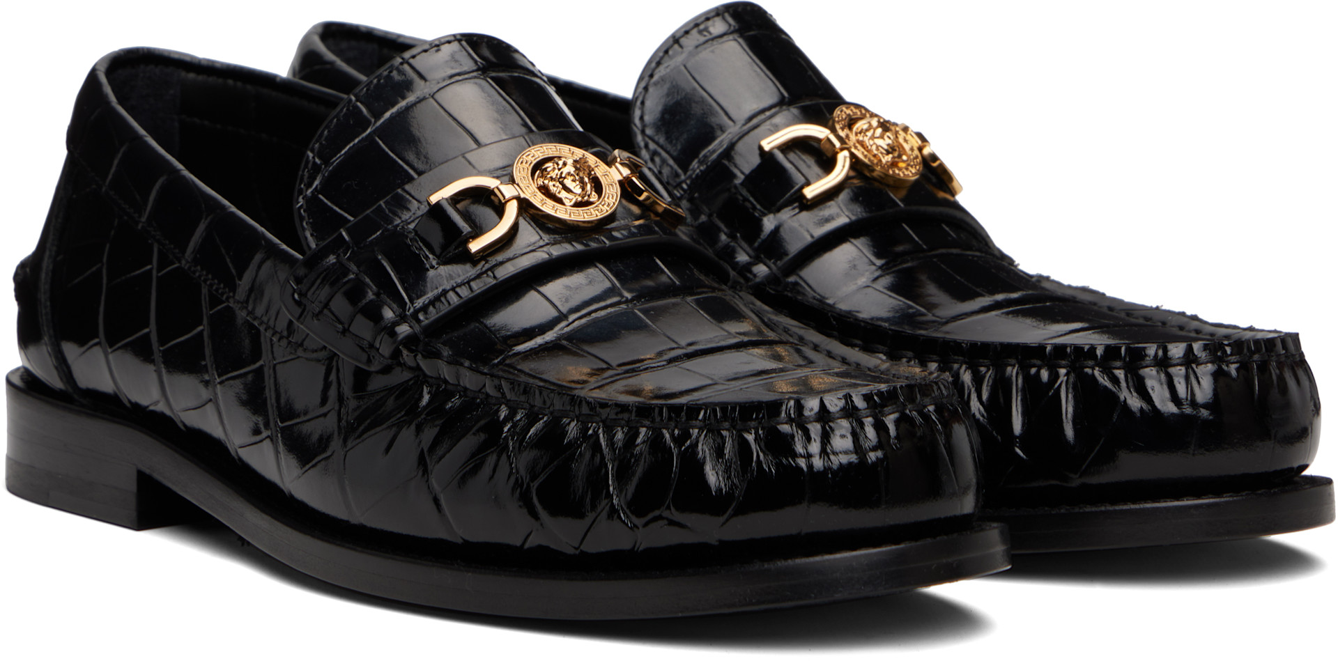 Versace - Black Croc-Effect Medusa '95 Loafers