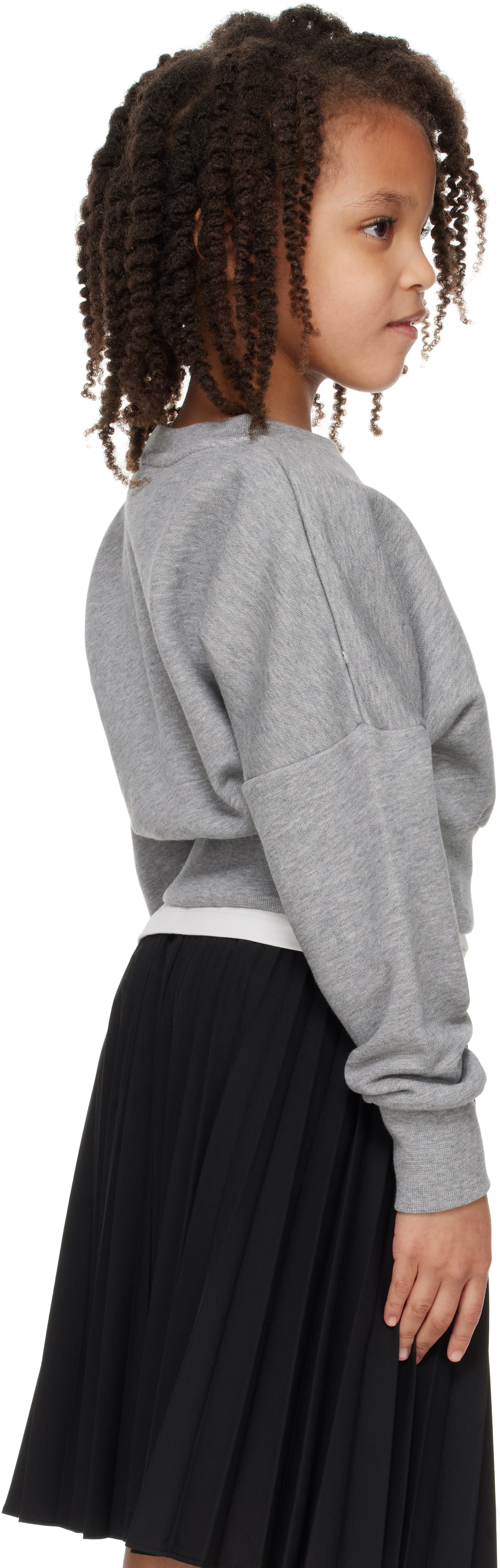Versace - Enfant | Pull molletonné écourté gris à logo