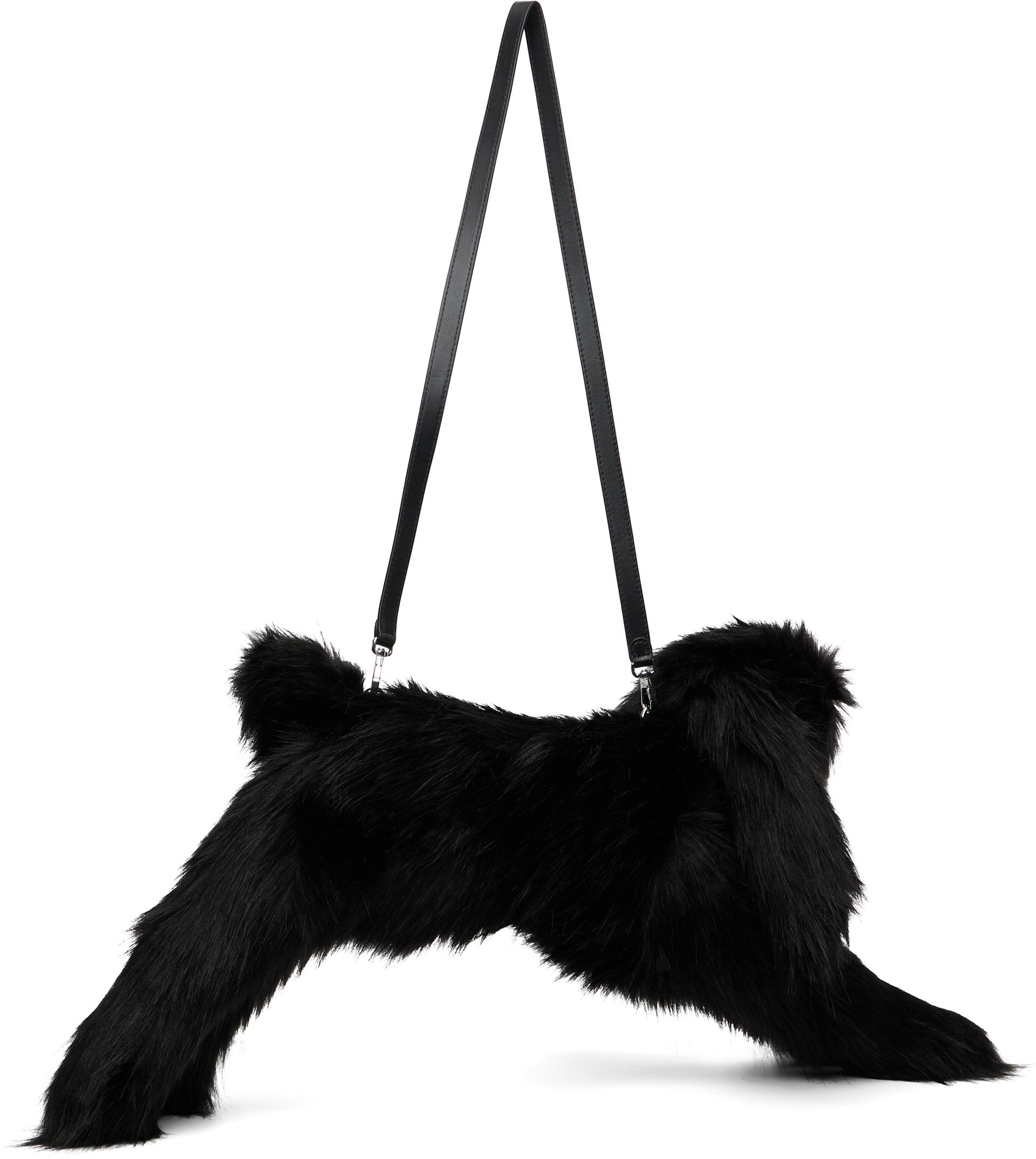 Simone Rocha: Black Faux Fur Hare Crossbody Bag | SSENSE