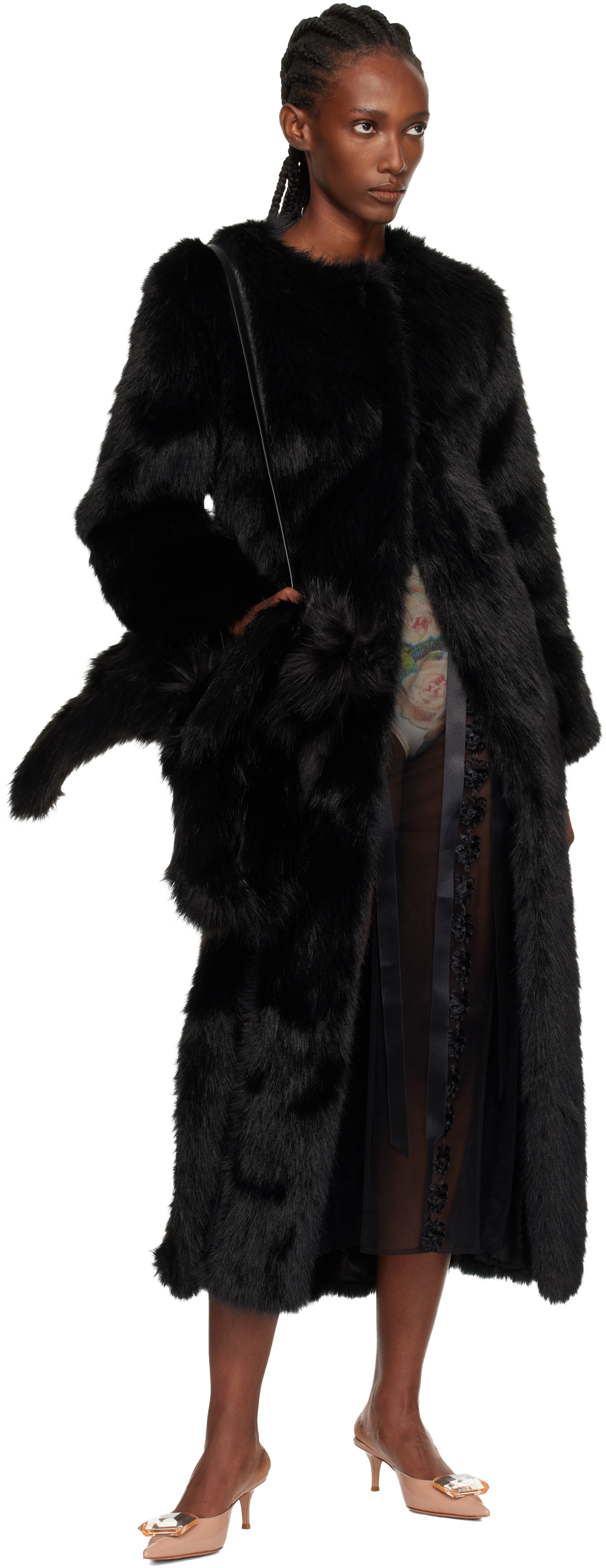 Simone Rocha: Black Faux Fur Hare Crossbody Bag | SSENSE