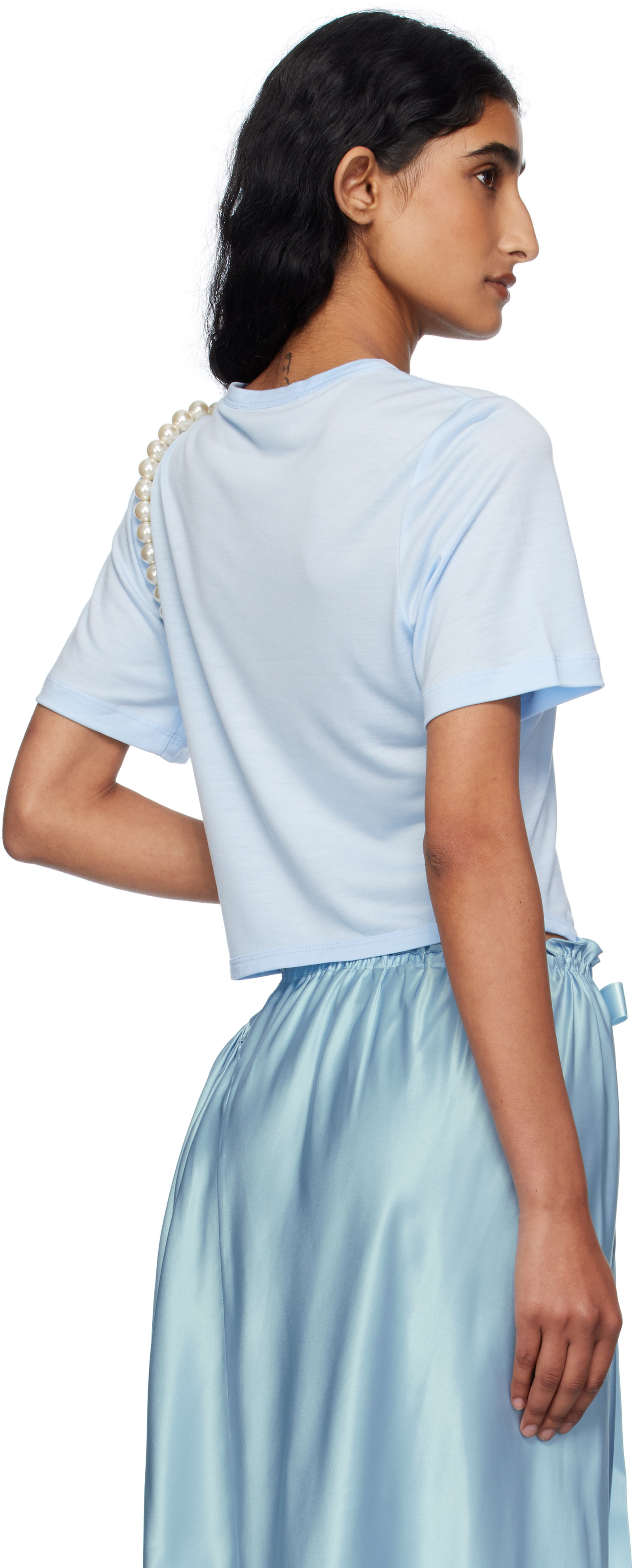 Simone Rocha: SSENSE Exclusive Blue Bow Tail Easy T-shirt | SSENSE