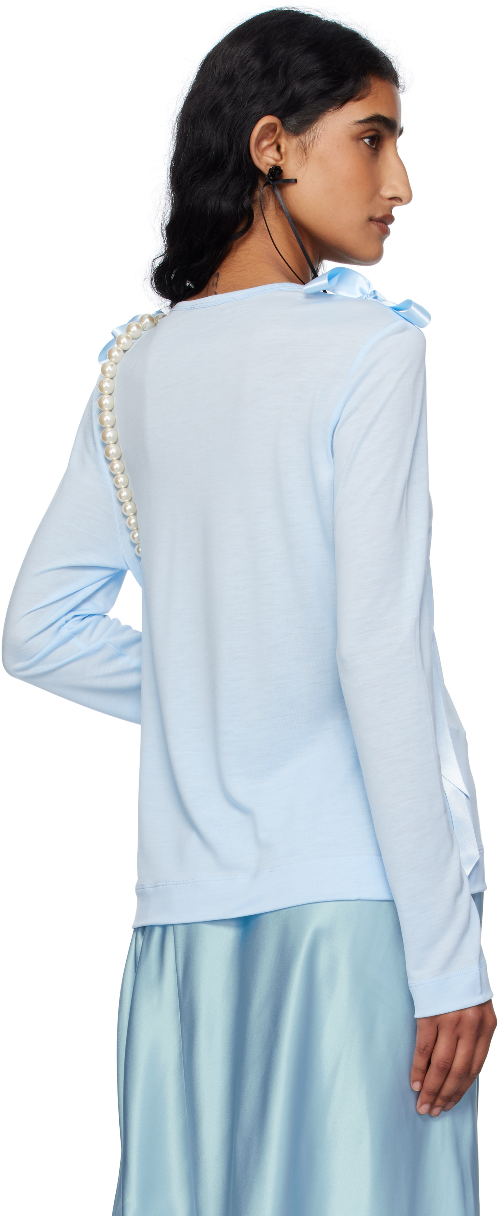 Simone Rocha: SSENSE限定 ブルー Bow Ribbon Tail 長袖Tシャツ