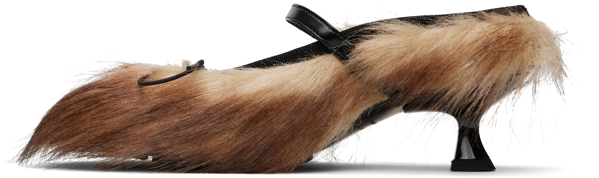 Simone Rocha: Beige & Brown Faux Fur Grip Mule Heels | SSENSE