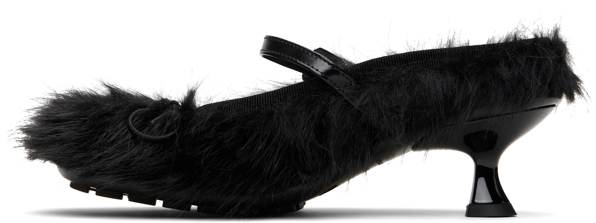 Simone Rocha: Black Faux Fur Grip Mule Heels | SSENSE