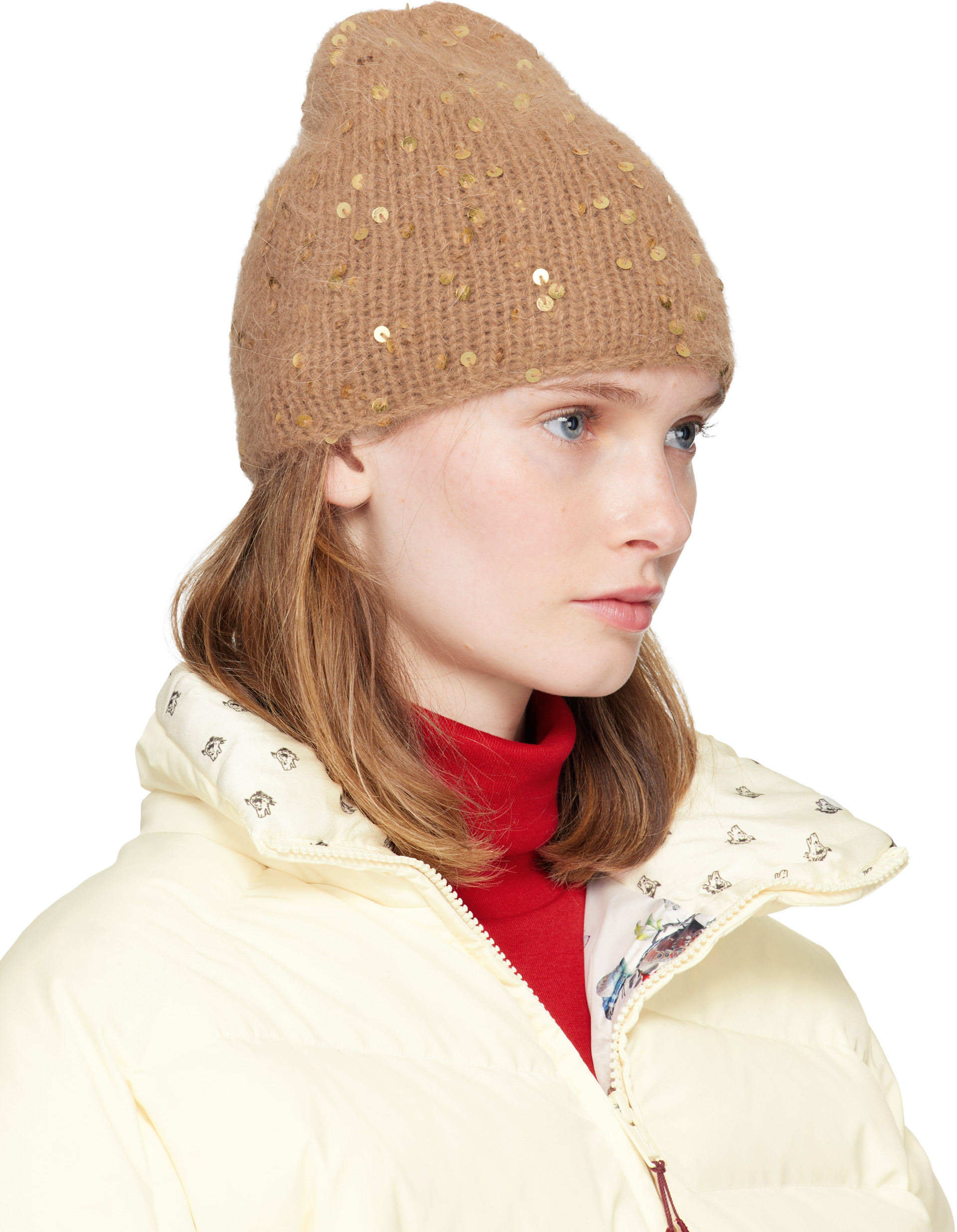 UNDERCOVER - Bonnet beige à paillettes