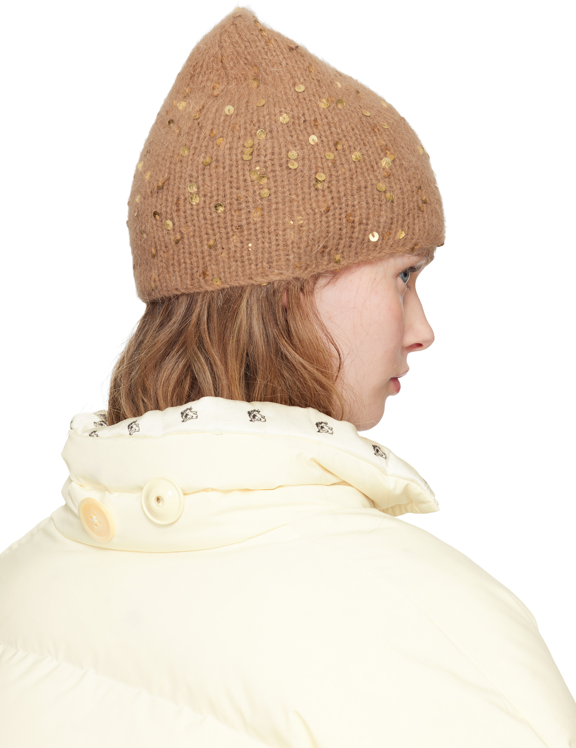 UNDERCOVER - Bonnet beige à paillettes