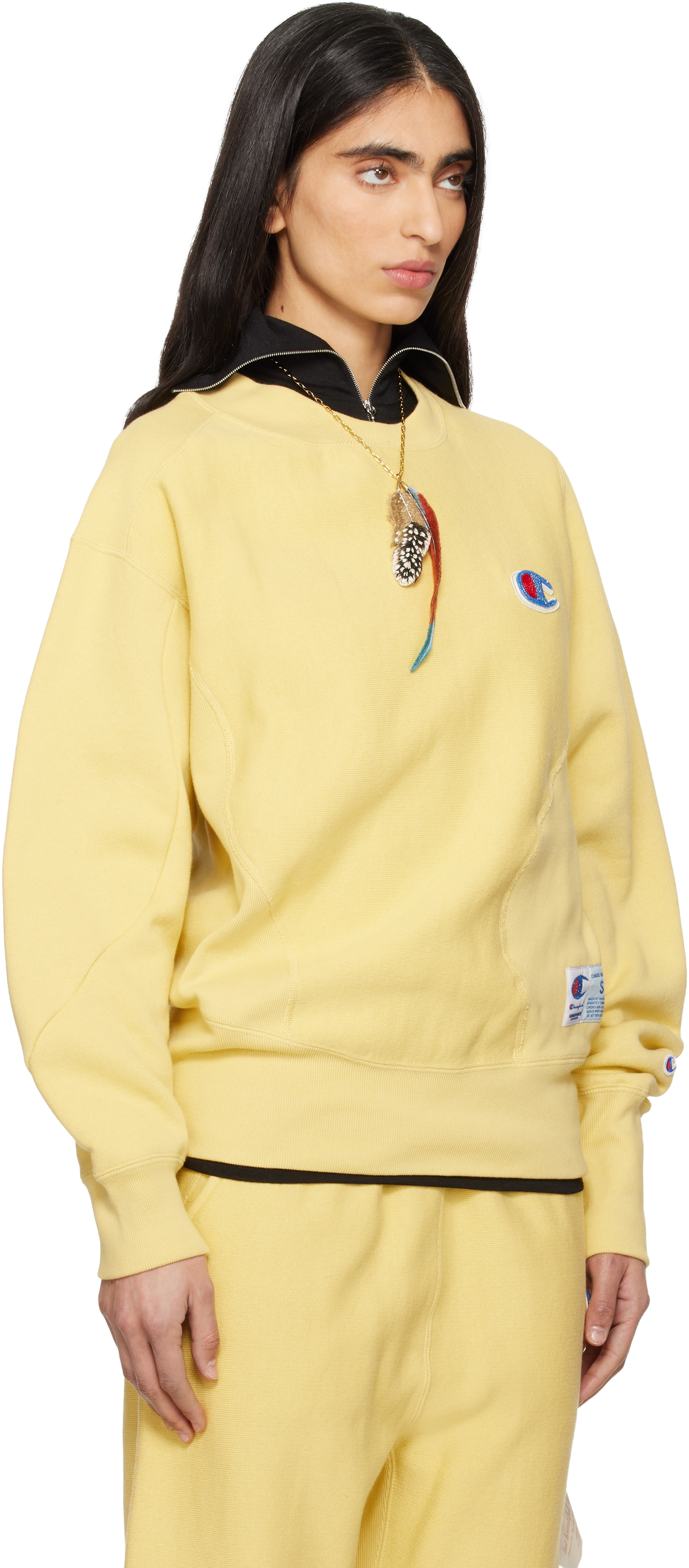 UNDERCOVER - Pull molletonné UC2E1801-1 jaune édition Champion