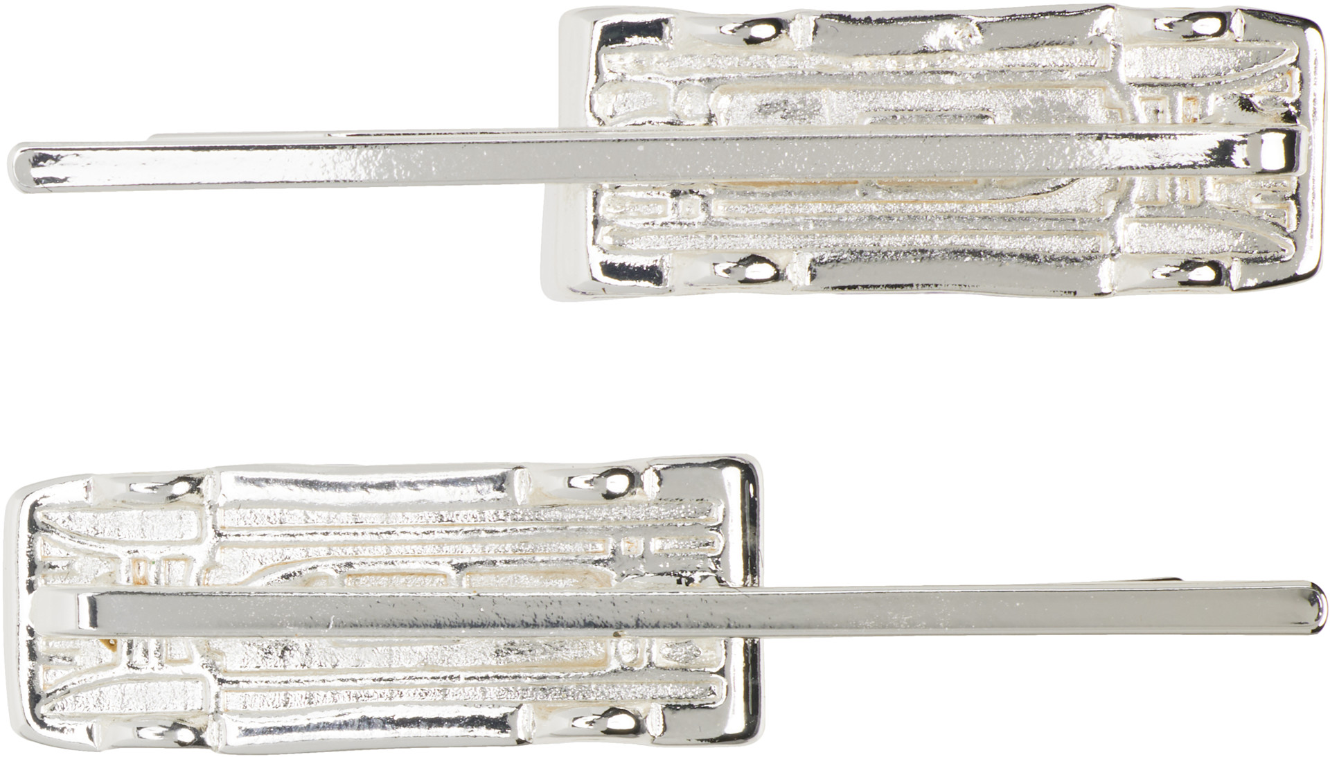 Marland Backus: Silver & Navy Traffic Jam Hairpin Set | SSENSE