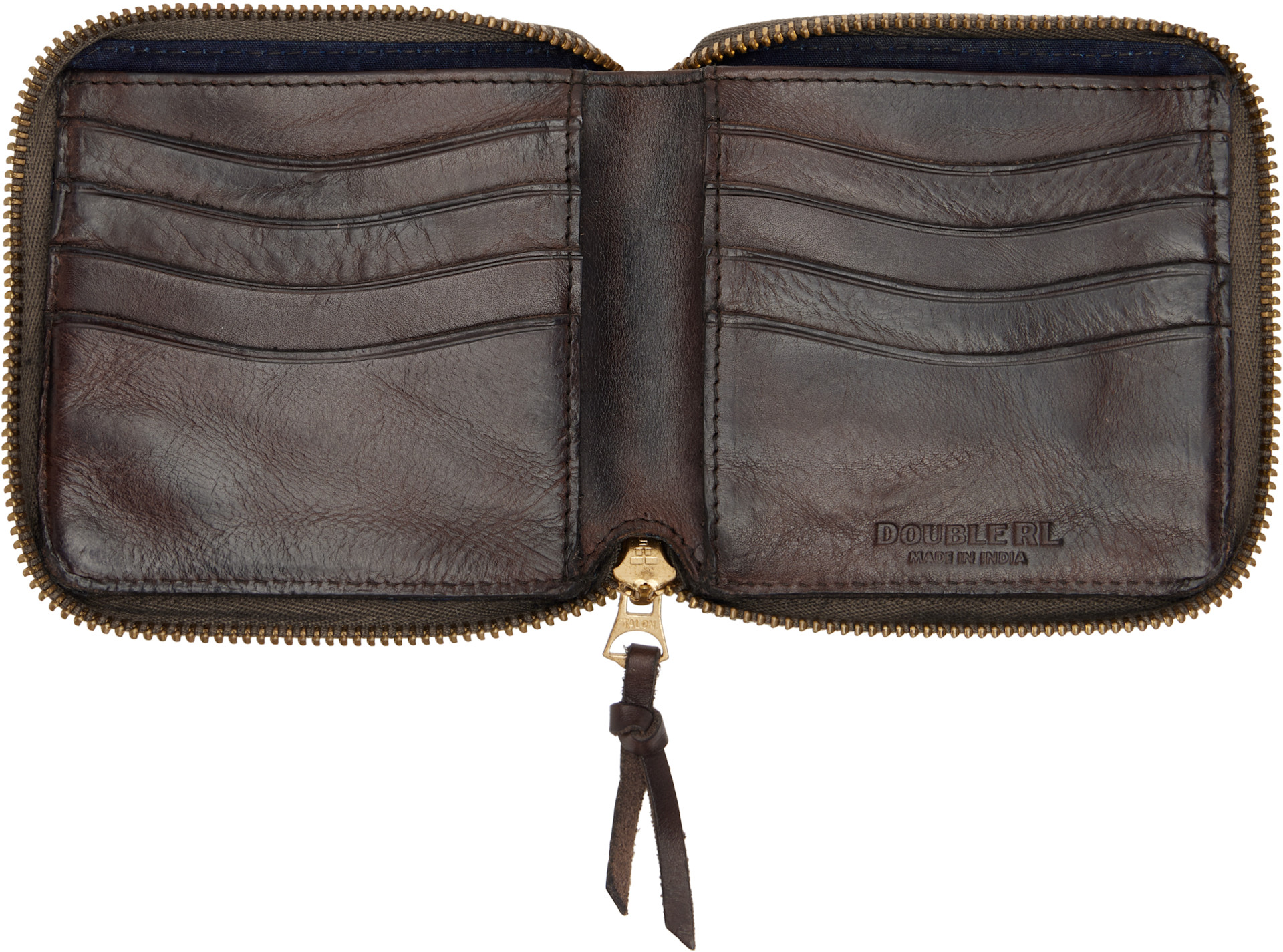 RRL - Brown Leather Zip Wallet