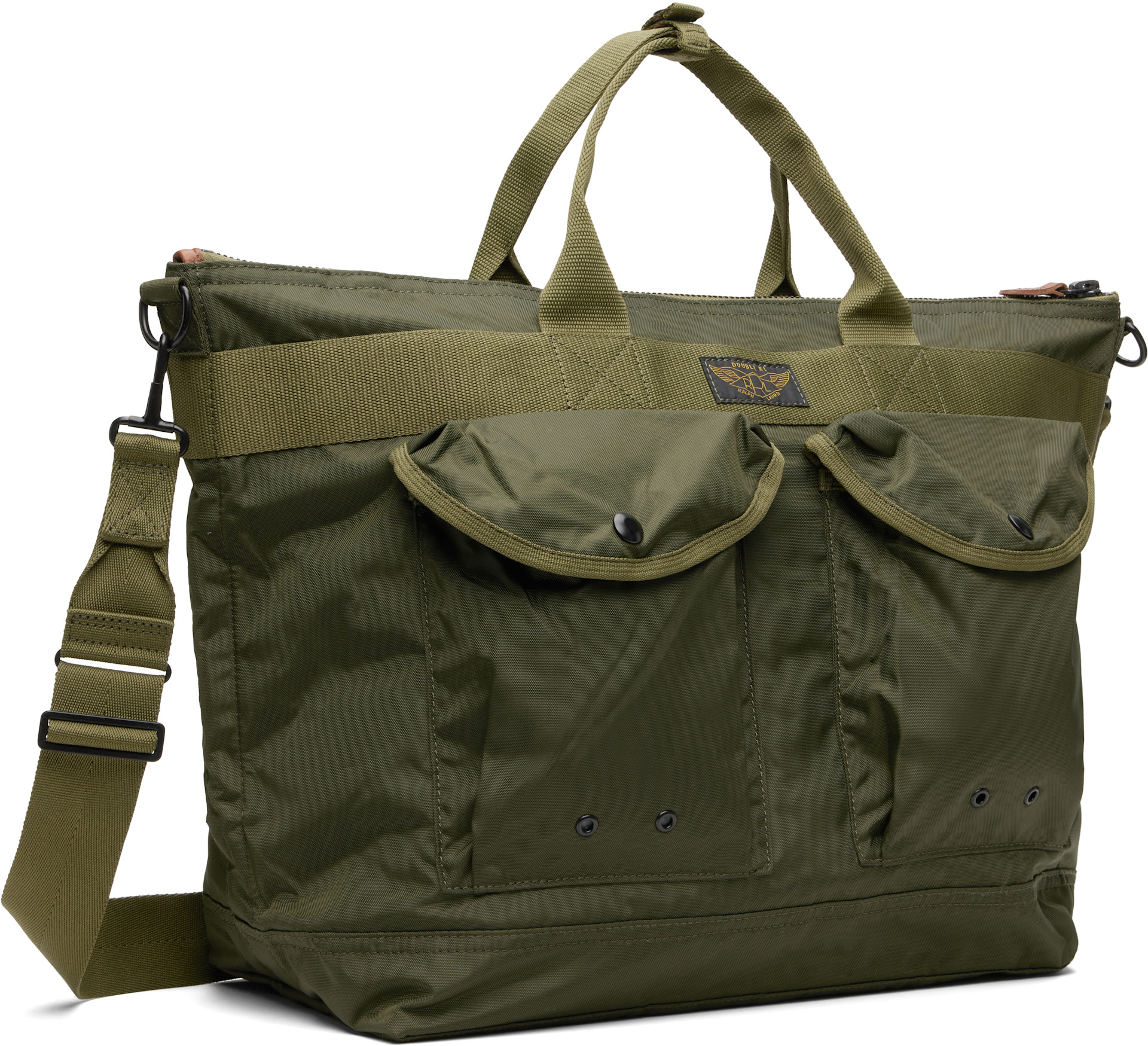 RRL: Khaki Nylon Utility Messenger Tote | SSENSE