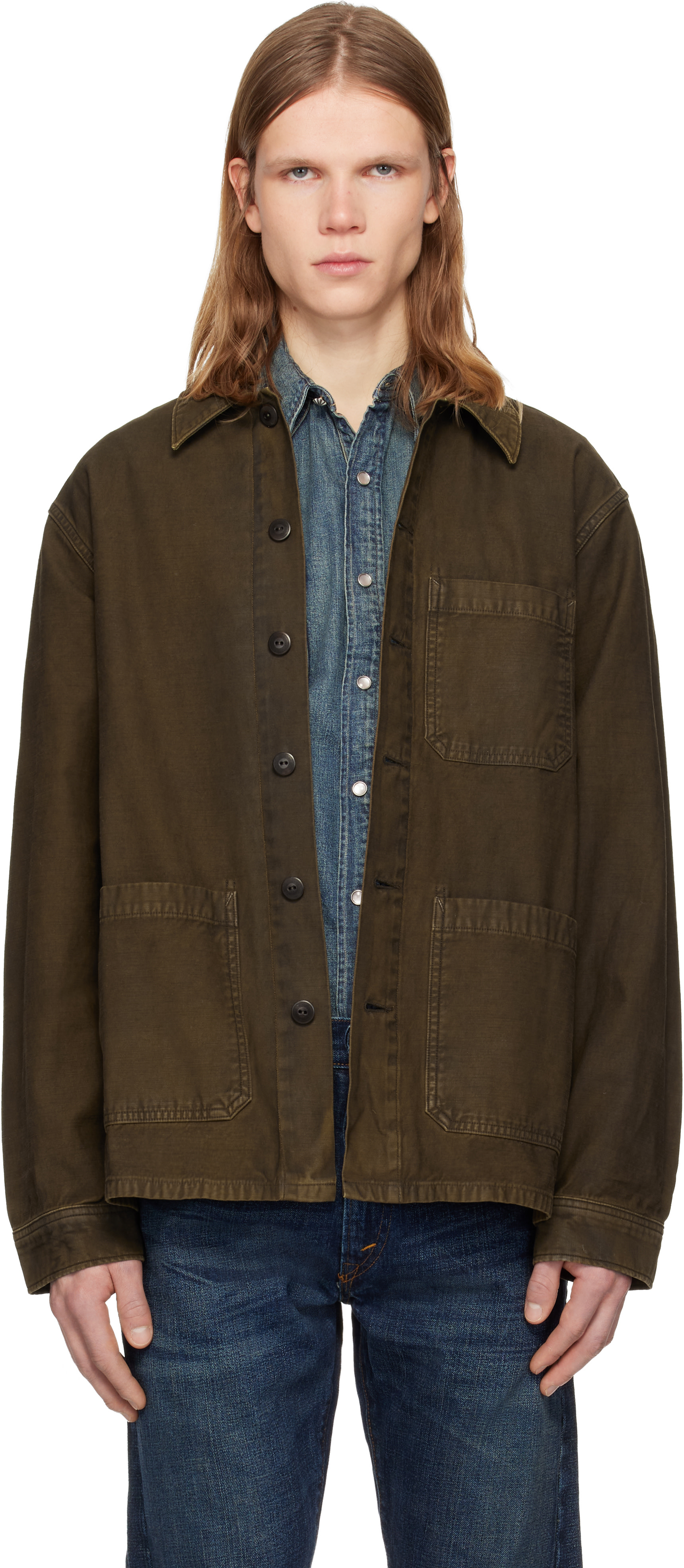 RRL: ブラウン Reverse-Sateen オーバーシャツ | SSENSE 日本