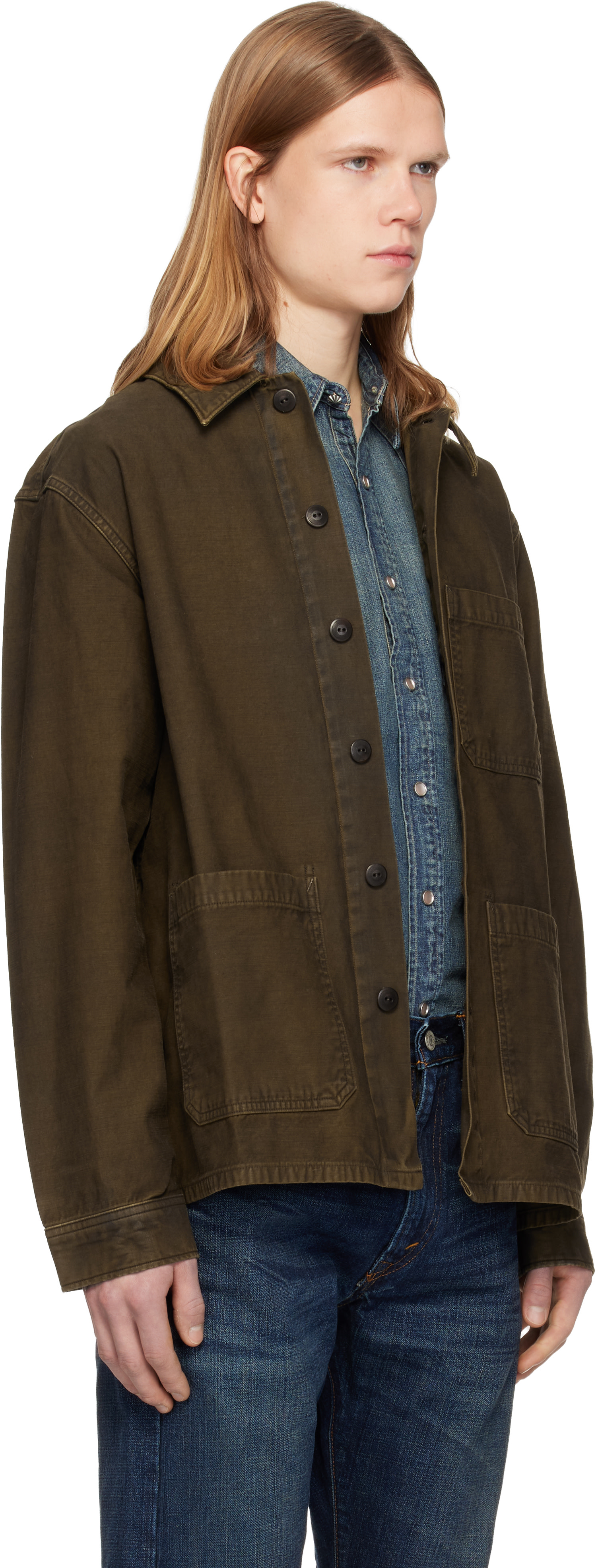 RRL: ブラウン Reverse-Sateen オーバーシャツ | SSENSE 日本