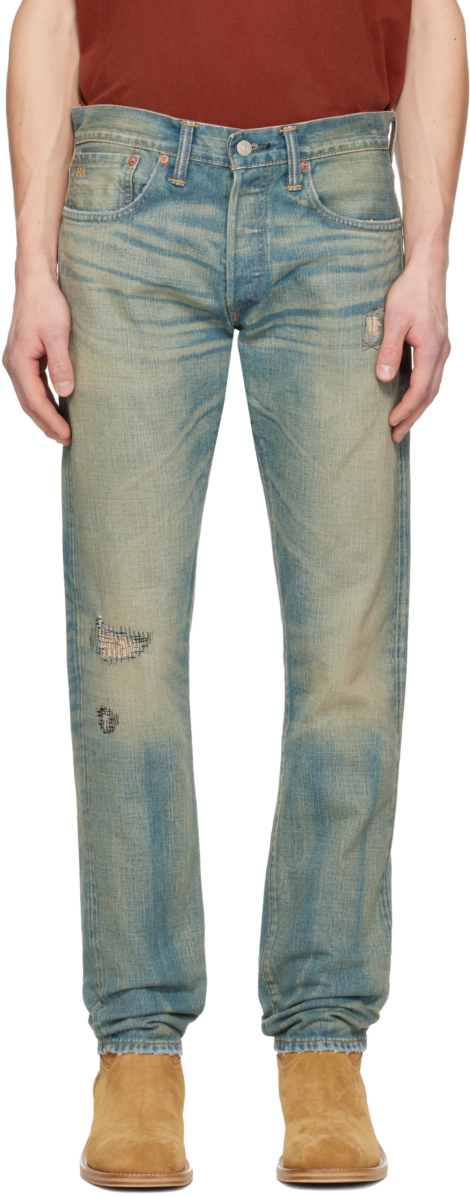 RRL: Blue Slim Fit Ridgway Selvedge Jeans | SSENSE Canada